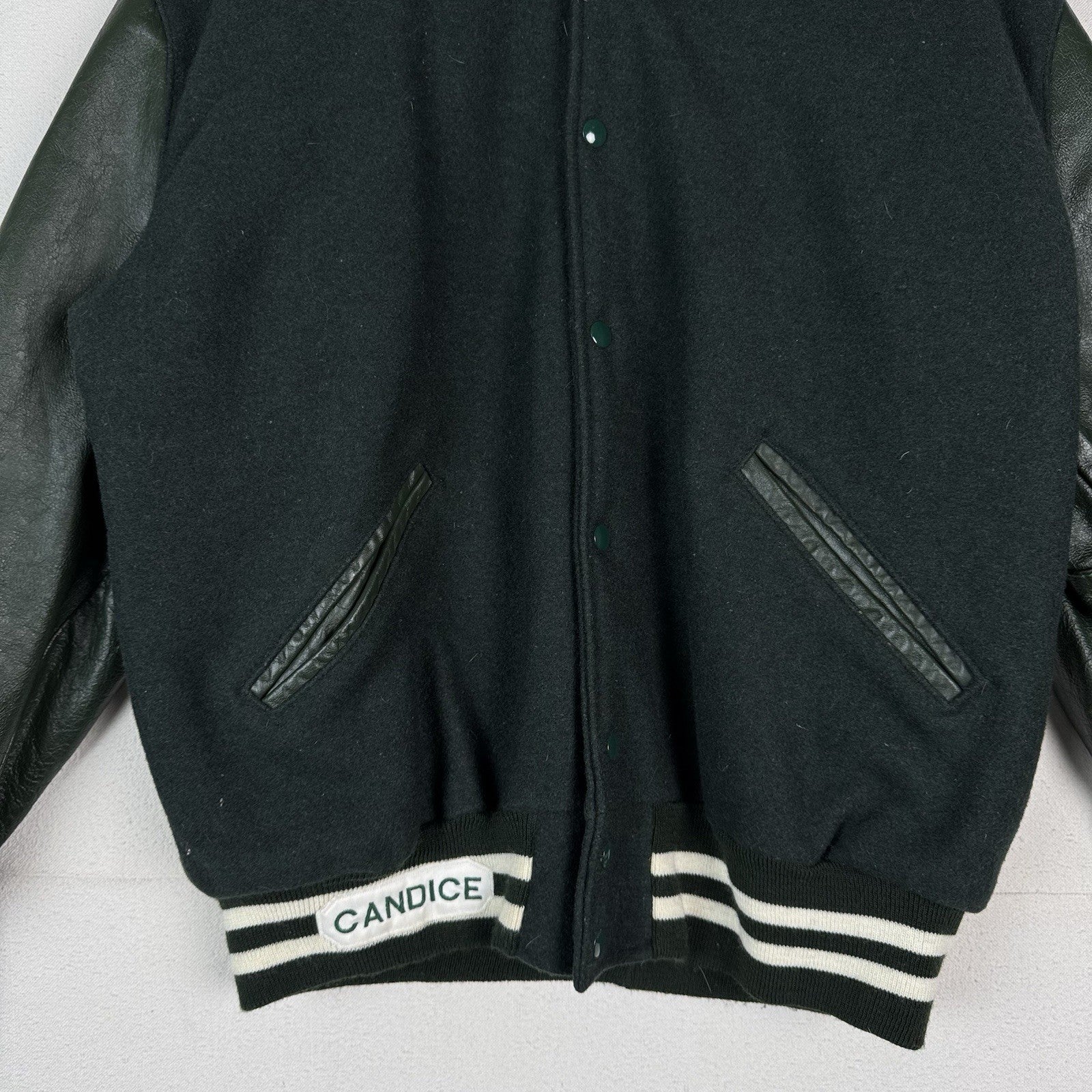 DeLong Wool Varsity Coat Jacket Mens XL Nordonia Green Made In USA