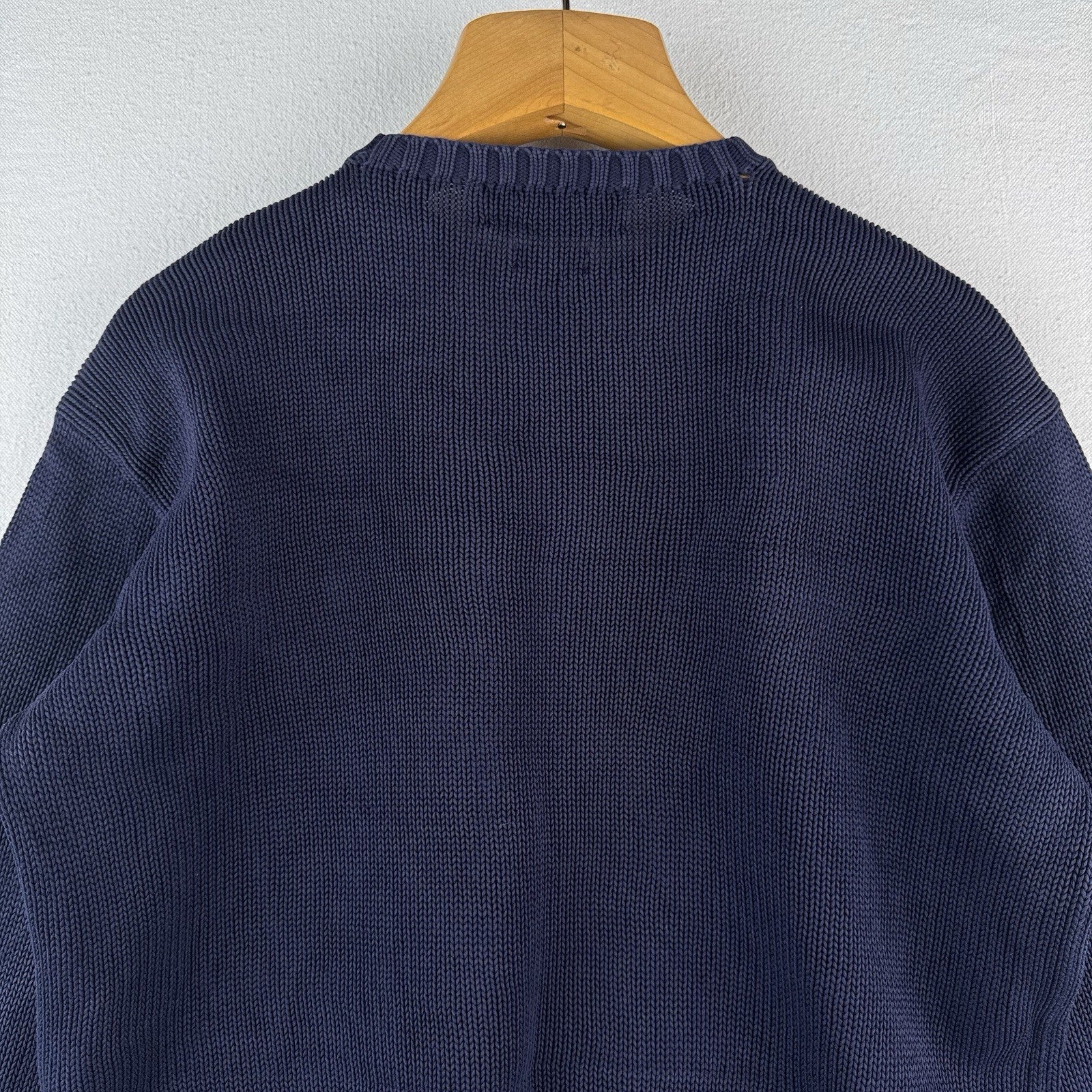90's Vintage Polo Ralph Lauren Sweater Men's S Navy Blue Knit Crewneck Blue Pony