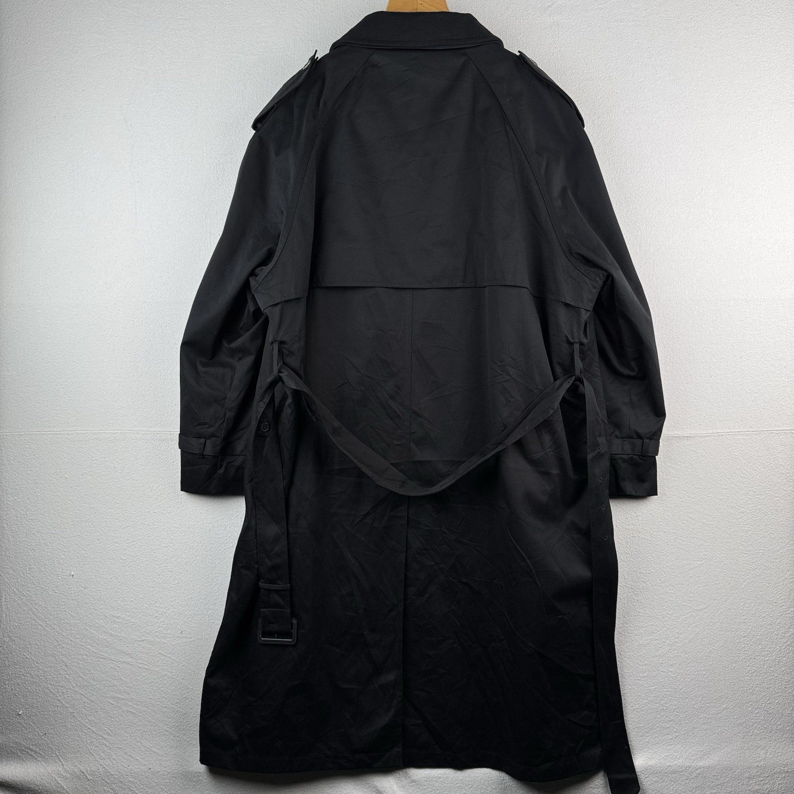 Ralph Lauren Black Trench Coat OverCoat Quilted Cotton Blend Lined Insulated 48R