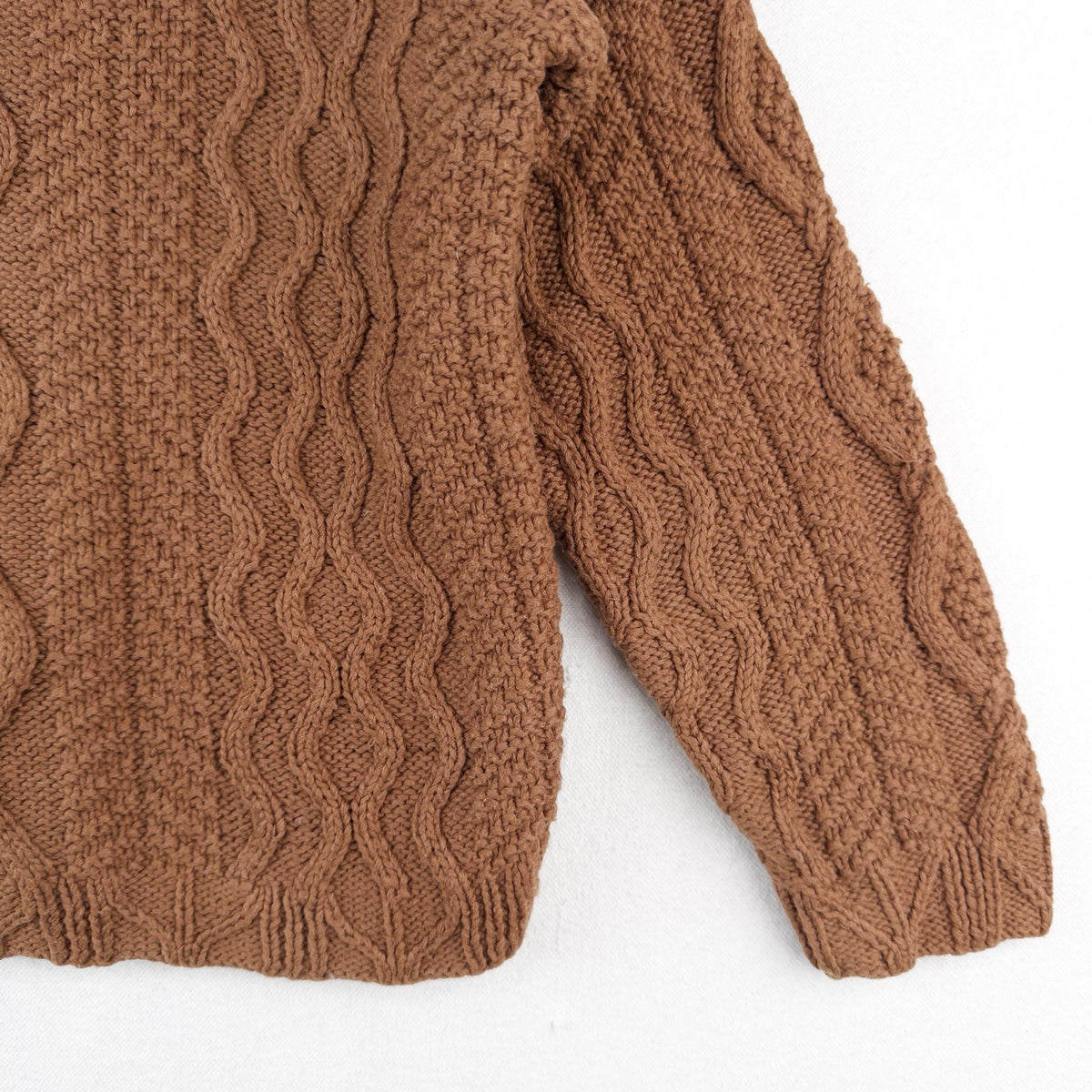 Cambridge Dry Goods Brown Cable Knit Wool Shawl Collar Sweater Women’s Small