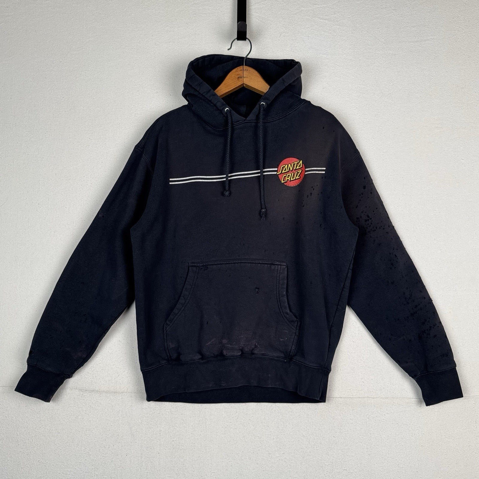 Santa Cruz Skateboards Classic Dot Hoodie Men’s M Blue Sweatshirt *Distressed