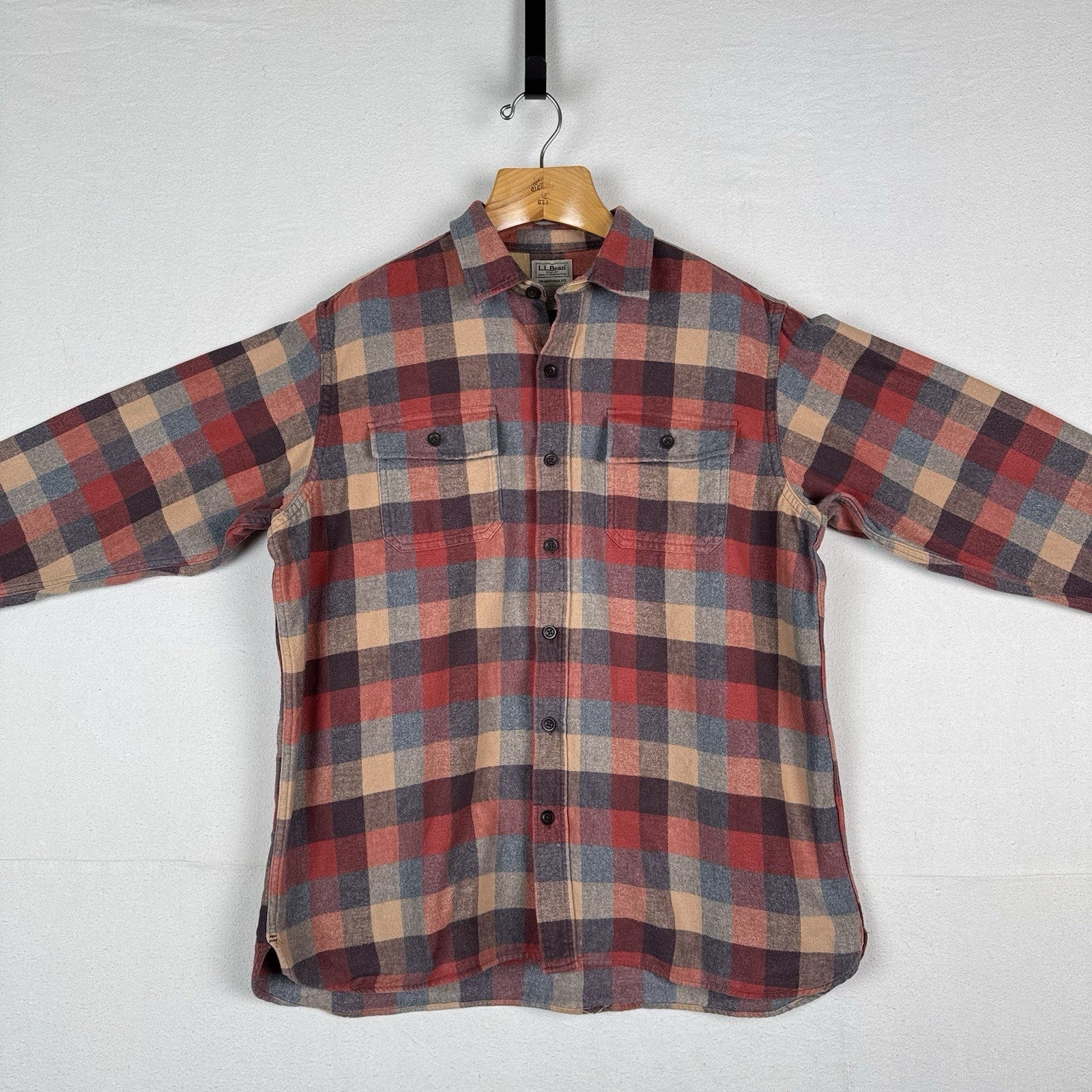 L.L. Bean Traditional Fit Chamois Flannel Shirt Men’s XL Apple Cinnamon Plaid