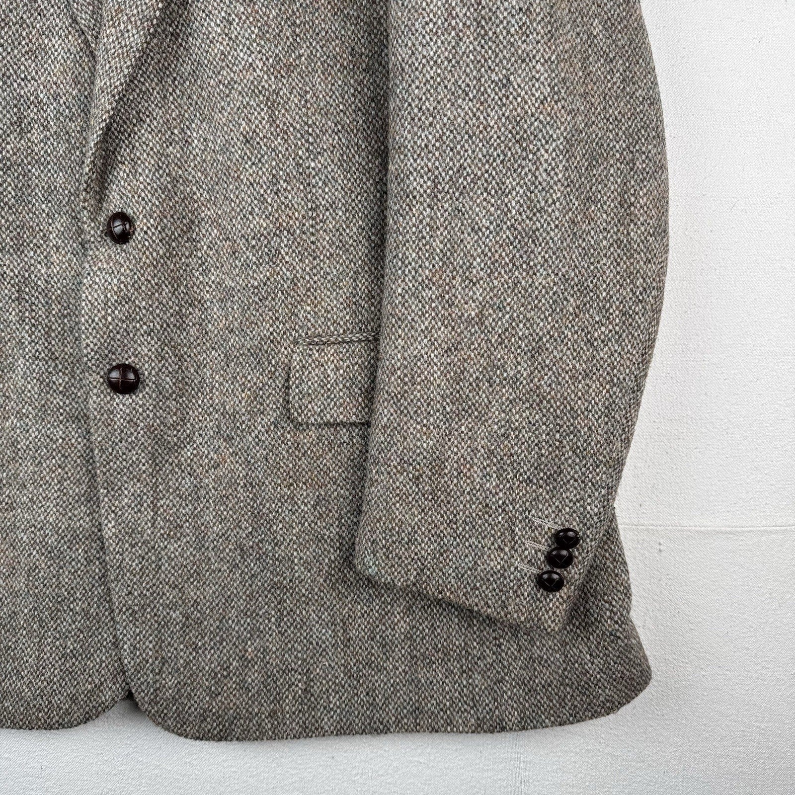 Harris Tweed Sport Coat 46R Brown Green 100% Wool Jacket Blazer