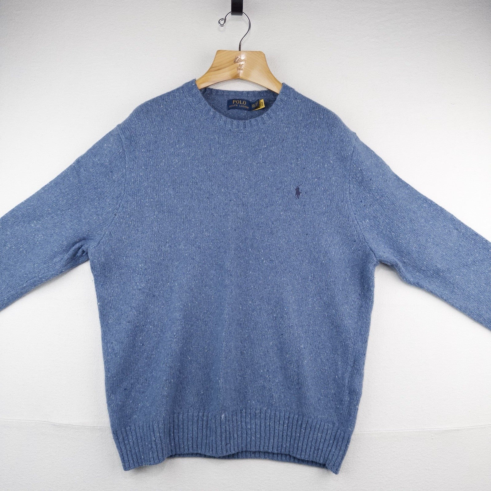 Polo Ralph Lauren Men’s Large Blue Speckled Wool Blend Crew Neck Sweater
