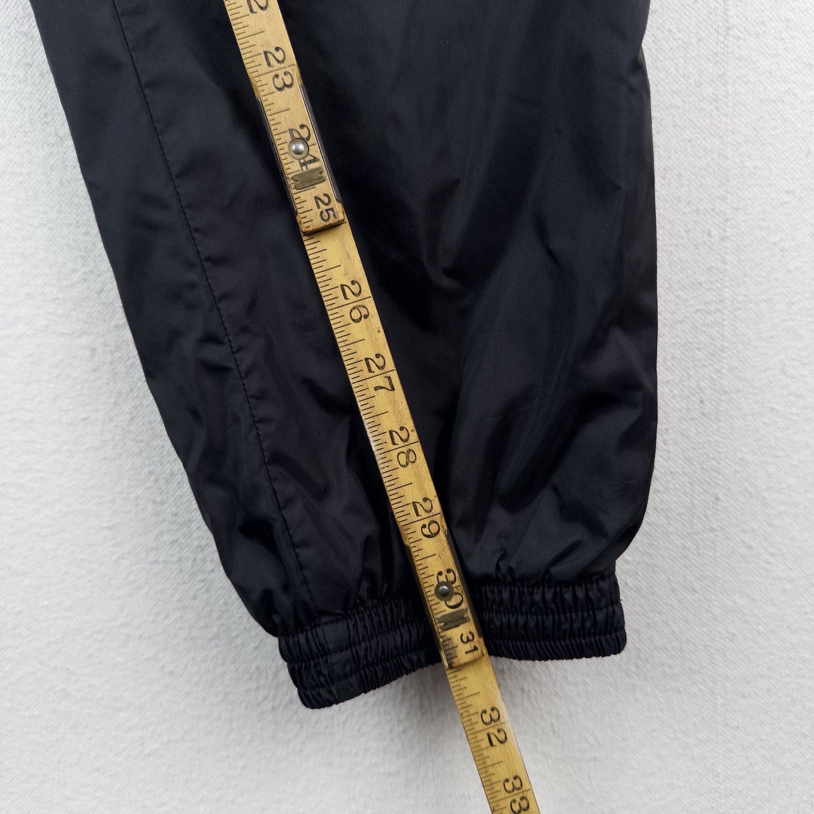90s Vtg Nike Nylon Jogger Pants Men’s Large Black Drawstring Lined Zip Ankle
