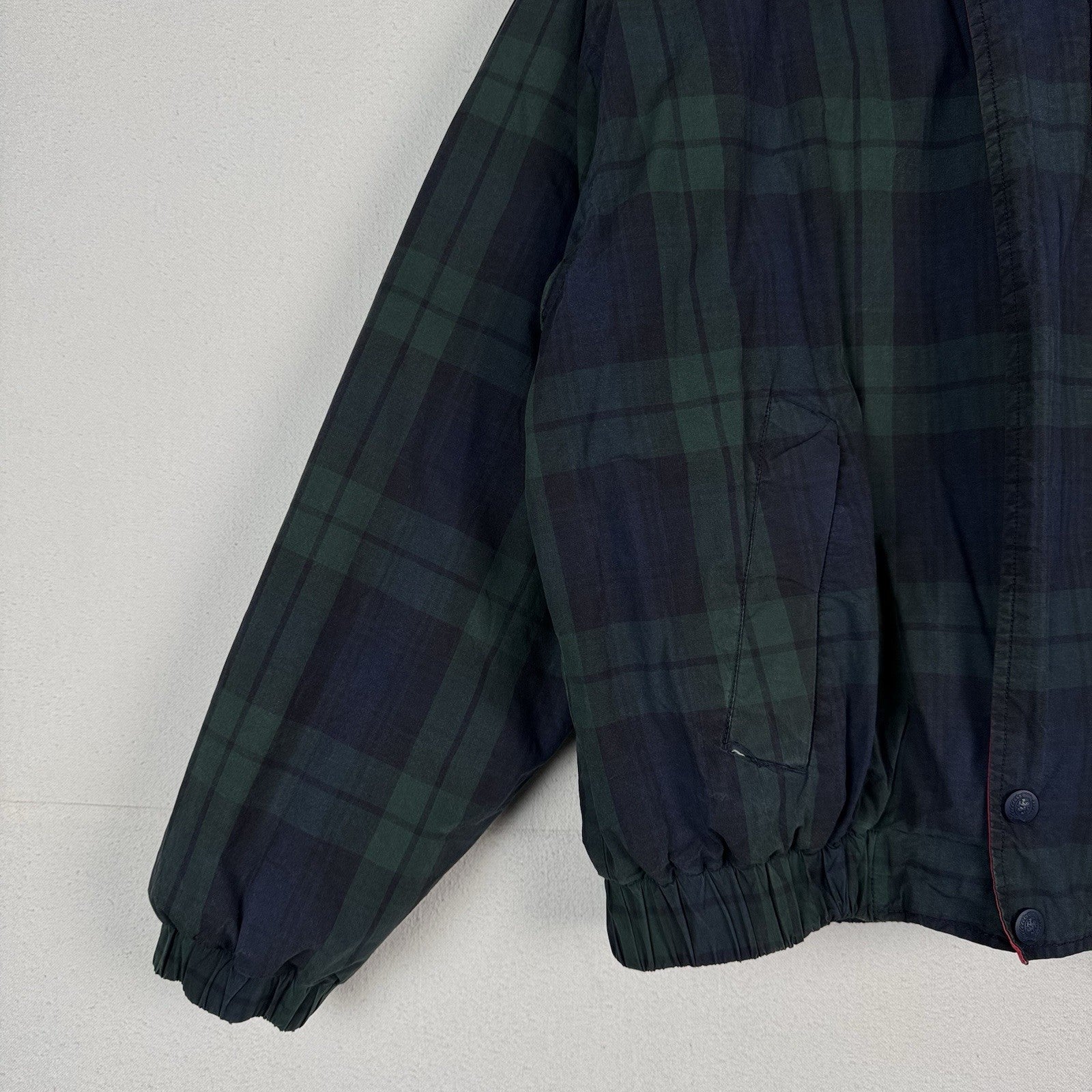 Vintage 90s Tommy Hilfiger Down Coat Ski Jacket Mens XL Tartan Plaid Embroidered