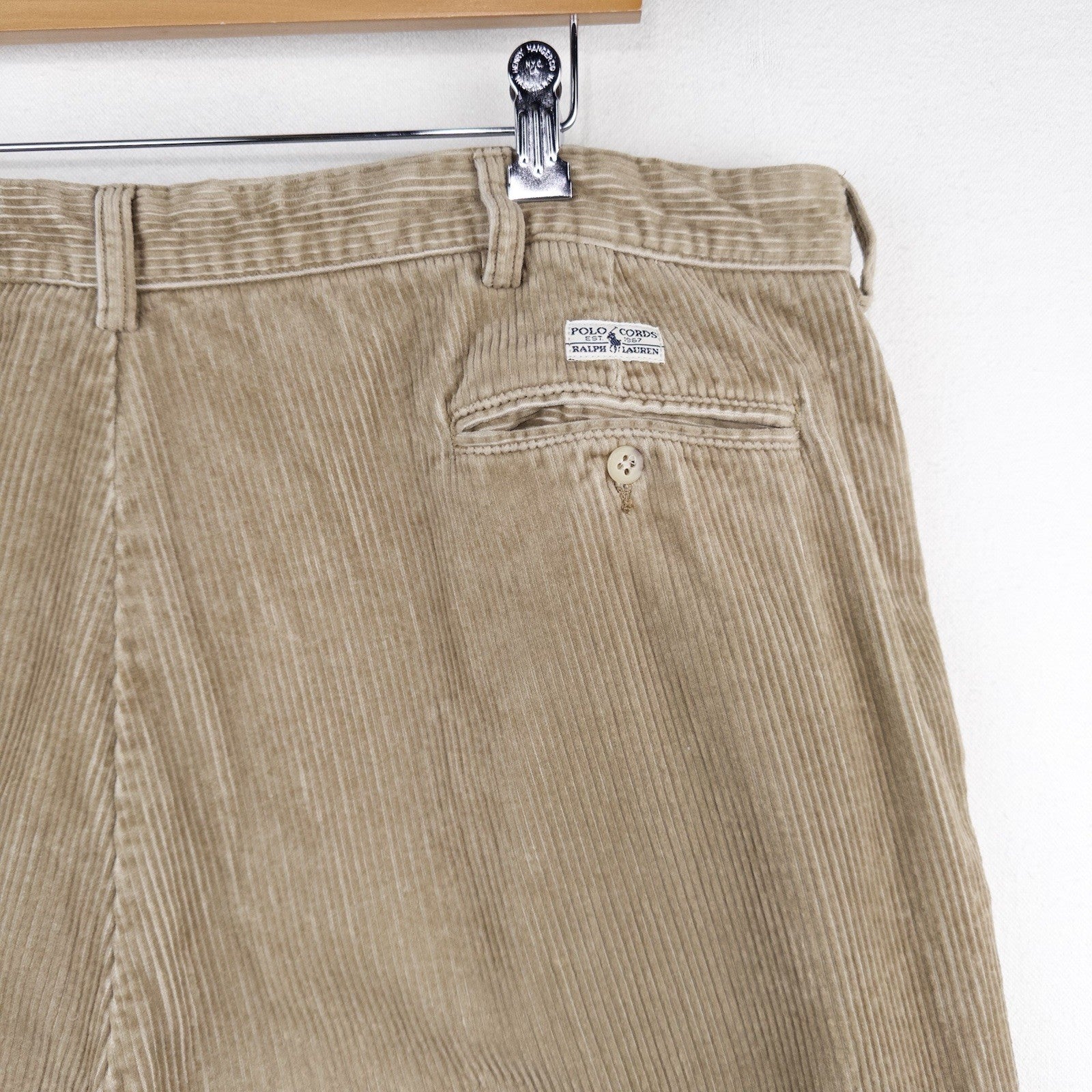 90’s Vtg Polo Ralph Lauren Andrew Corduroy Pant Mens 44x30 Tan Pleated