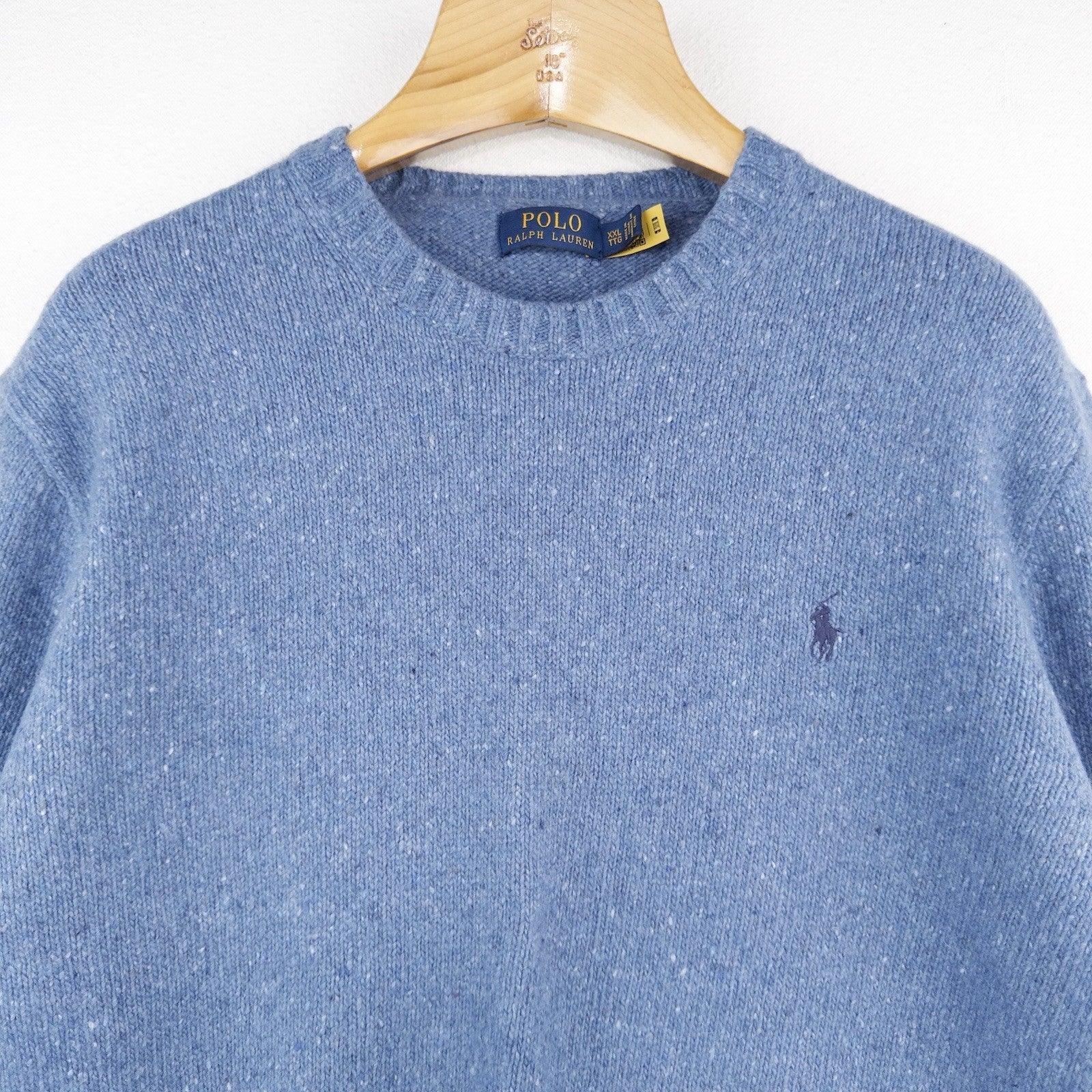 Polo Ralph Lauren Men’s Large Blue Speckled Wool Blend Crew Neck Sweater
