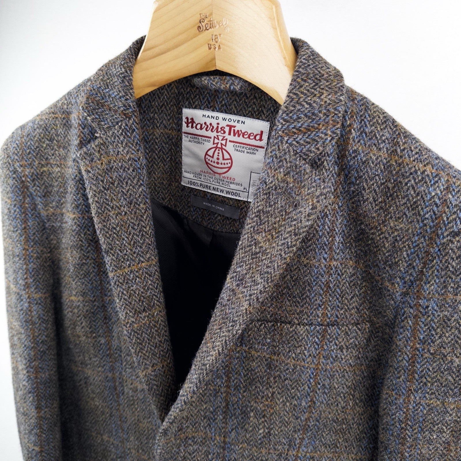 Harris Tweed 100% Pure New Wool Brown Gray Herringbone XS Regular Chest 34”