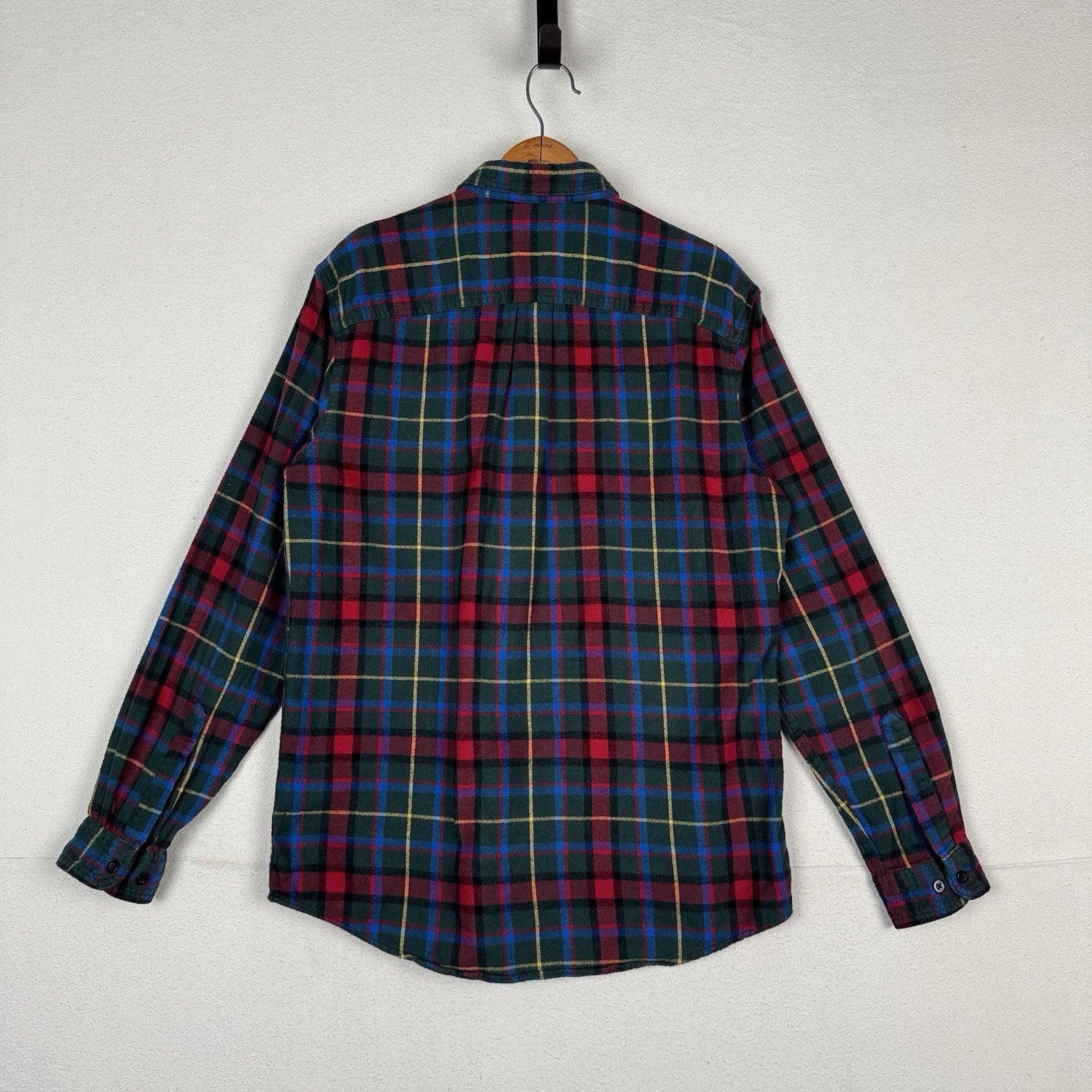 L.L. Bean Men's Scotch Plaid Flannel Shirt M Slightly Fitted Green Blue Red