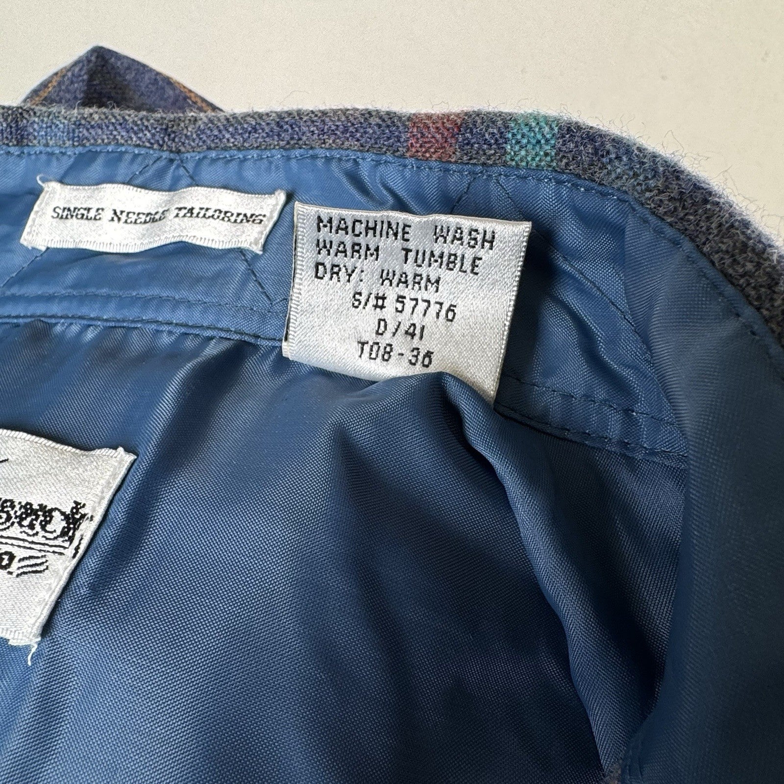 Vtg Sears Roebuck Wool Flannel Shirt Men’s Medium Blue Plaid Single Needle Korea