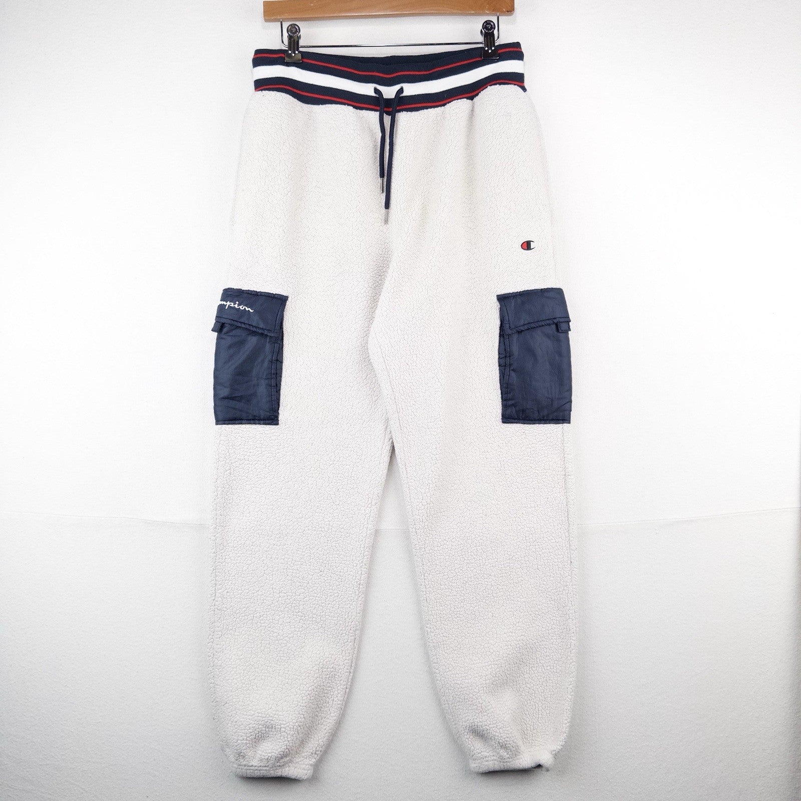 Champion Sherpa Cargo Utility Jogger Sweatpants Men’s Medium Cream