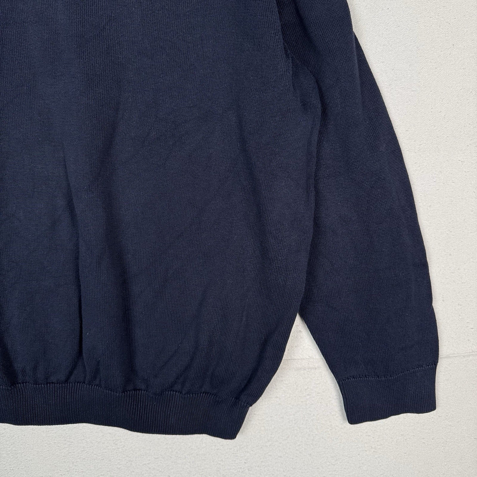 Vintage Lacoste Men’s V-Neck Sweater Navy Blue 3XL Cotton (9)