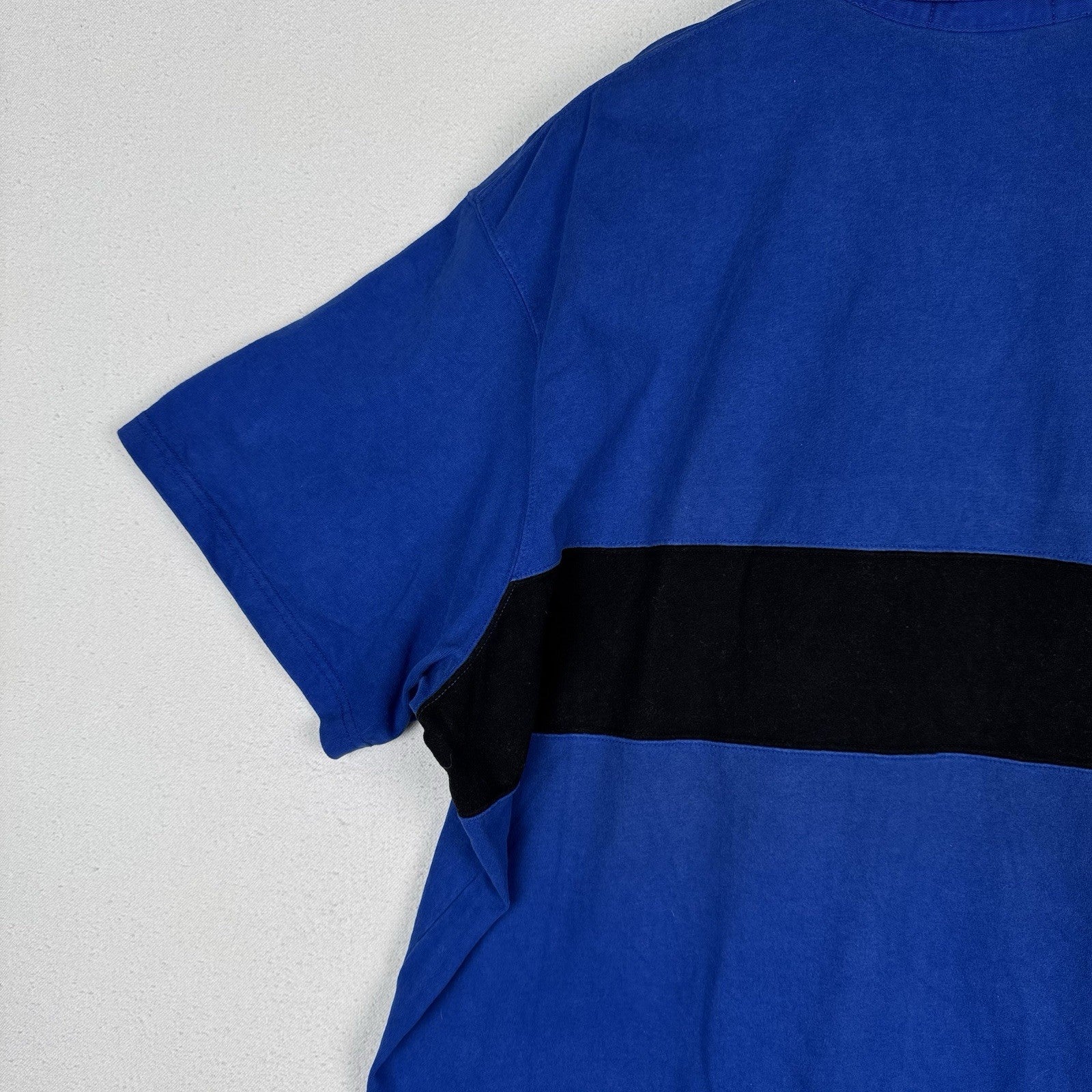 Vintage Polo Ralph Lauren Mens XL Short Sleeve Rugby Thick Soft Blue Stripe