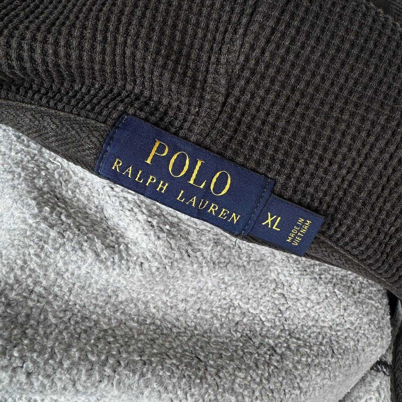 Polo Ralph Lauren Thermal Hoodie Men’s XL Full Zip Gray/Brown Sweatshirt *Read