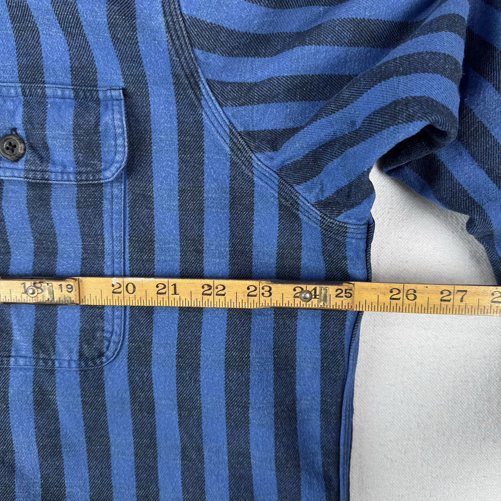 90’s Vtg Polo Ralph Lauren Indigo Blue Stripe Men’s 2XL Heavyweight Shirt *Read