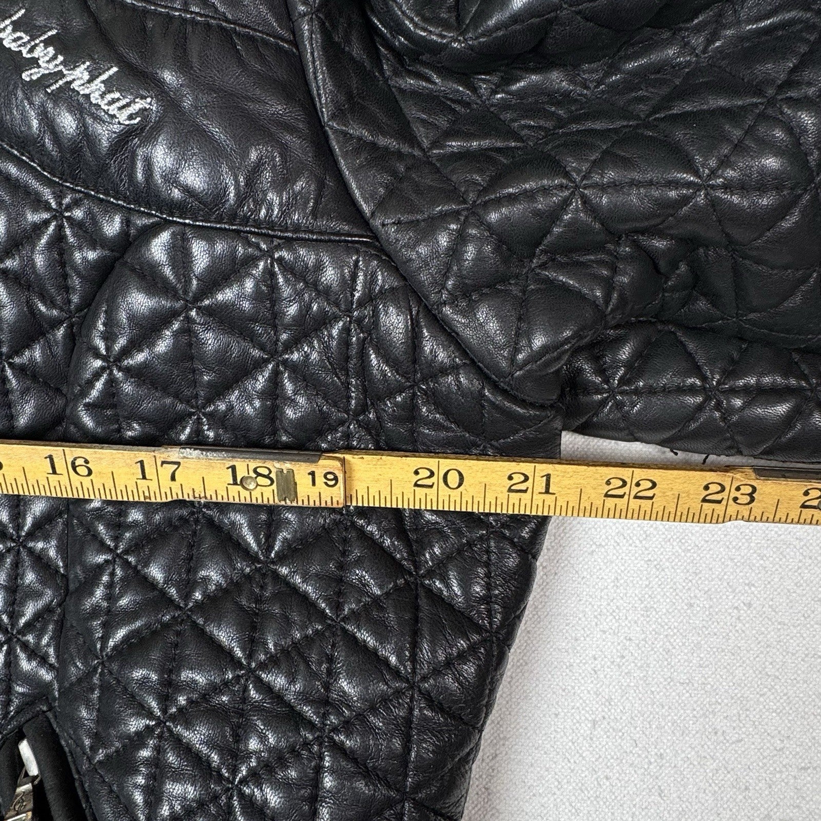 Baby Phat Vintage Genuine Leather Zip Black Quilted Biker Jacket Size XL *Read