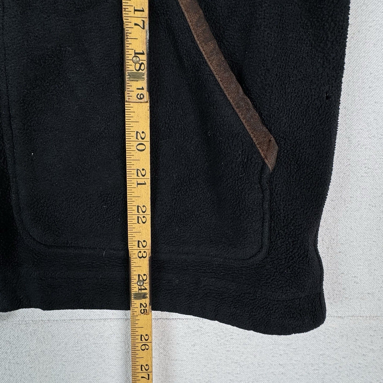 Vintage Polo Ralph Lauren Fleece Leather Trim Men’s Black L Jacket Distressed*