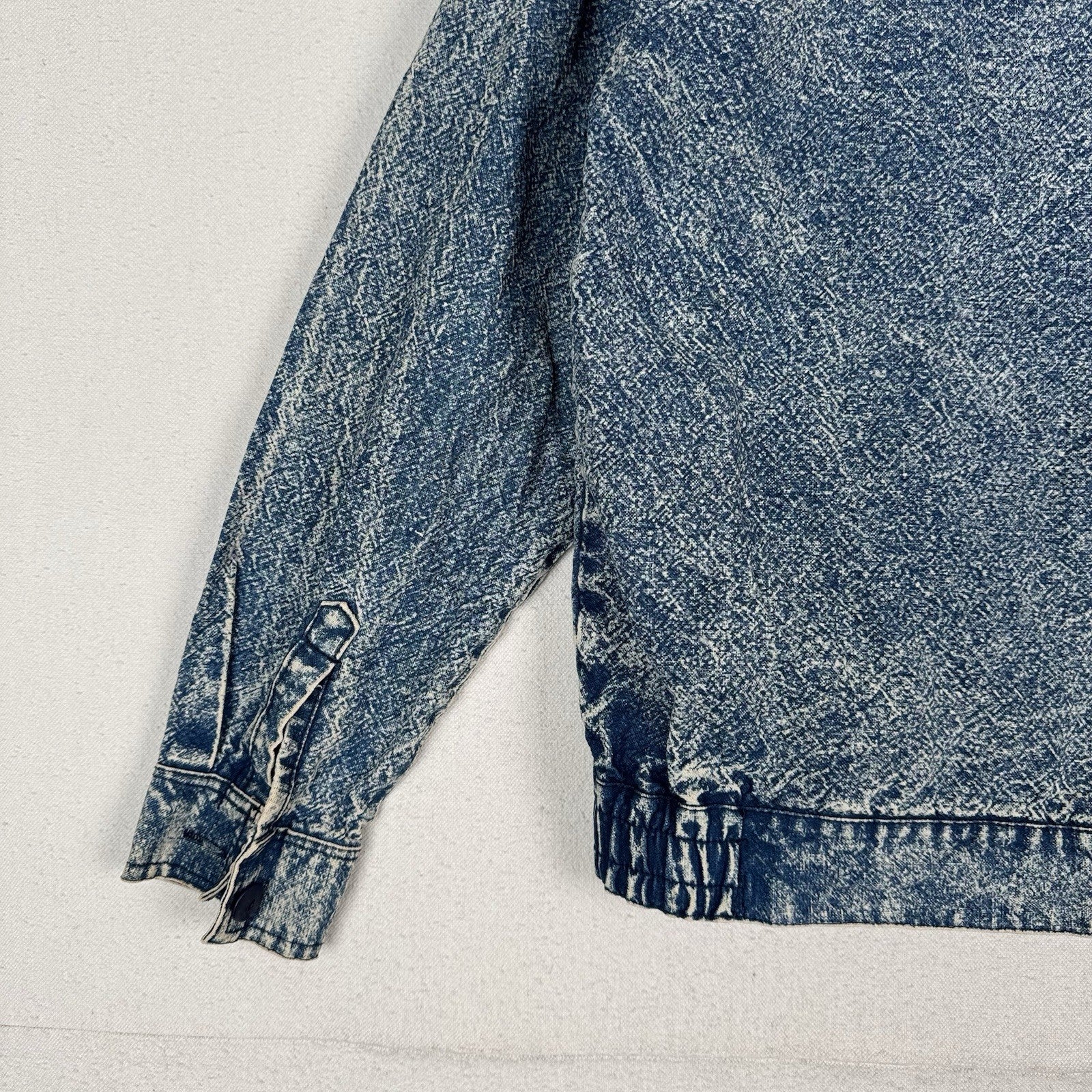 Vintage 80’s Chai Denim Jacket Unisex Medium Acid Wash Quilted Shoulders Straps