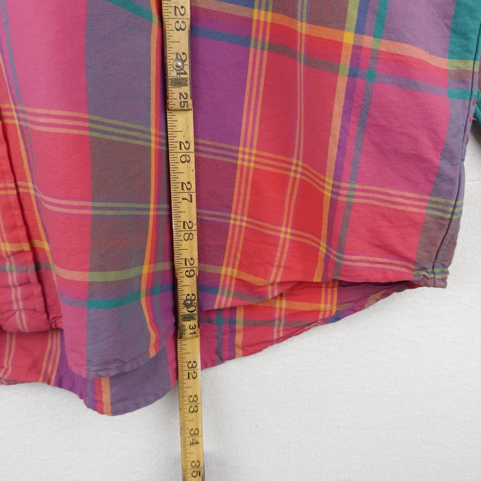 Polo Ralph Lauren Custom Fit Madras Plaid Shirt Mens 1XB Pink Blue Button Down