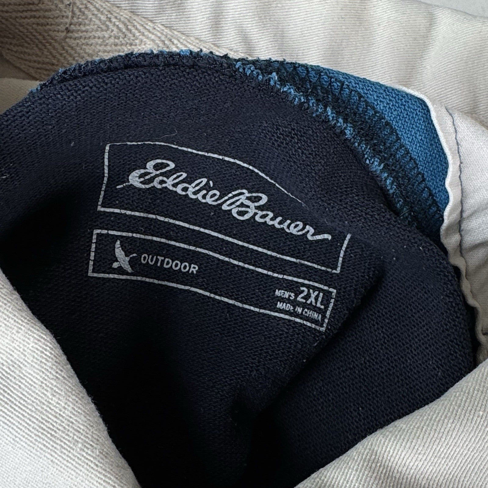 Eddie Bauer Long Sleeve Rugby Shirt Size XXL 2XL Blue Solid Quilted Shoulders