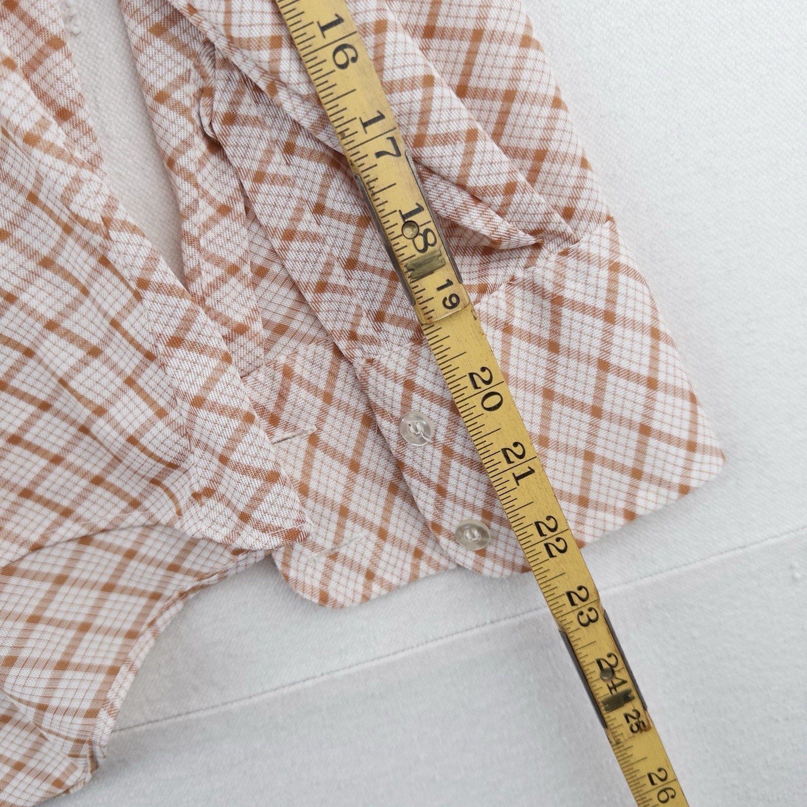 70’s Vtg Michel Daniel Paris Men's XL Orange Plaid Button Down Disco Shirt Thin