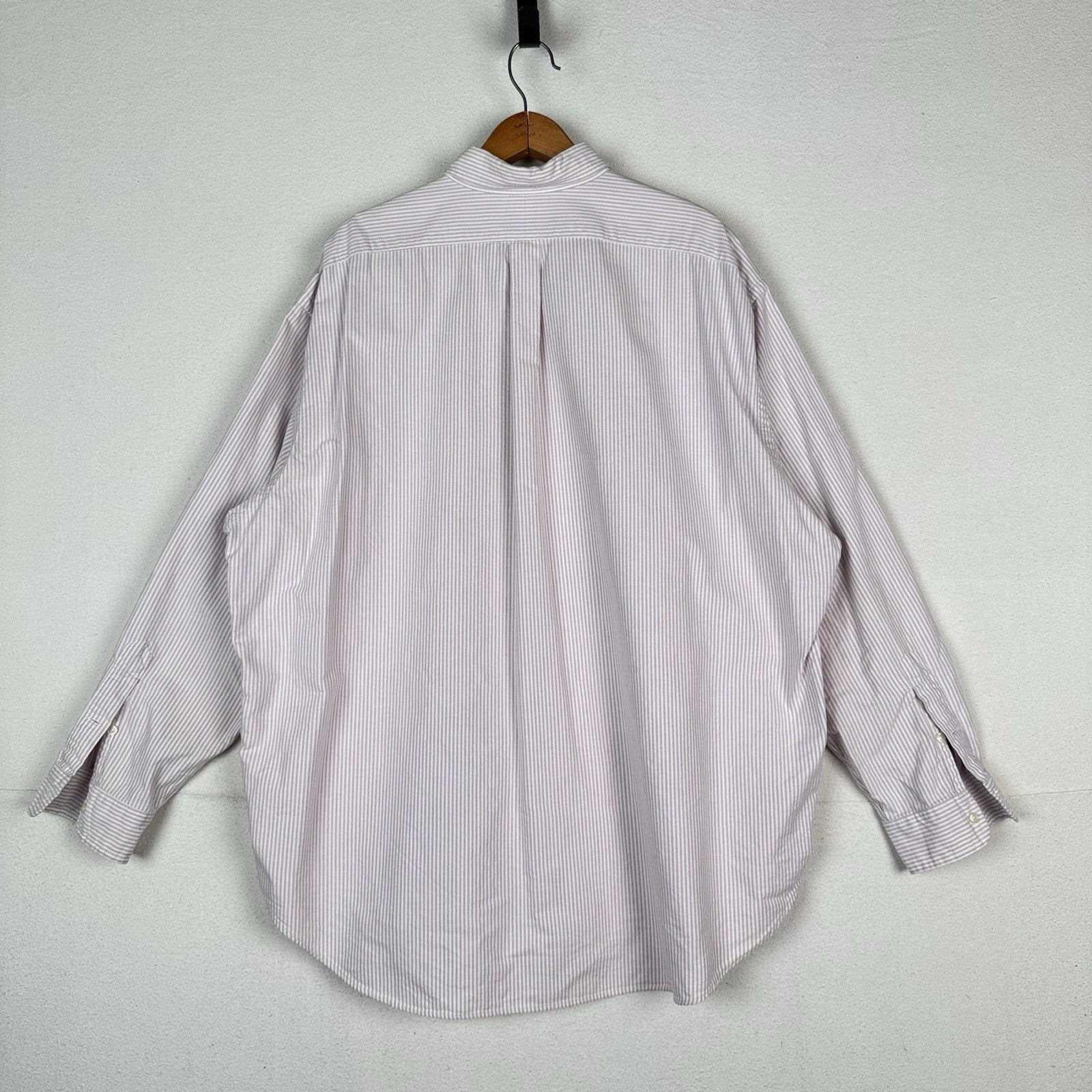 Vtg Polo Ralph Lauren University Big Shirt Fit Mens Purple Striped Oxford 2XL