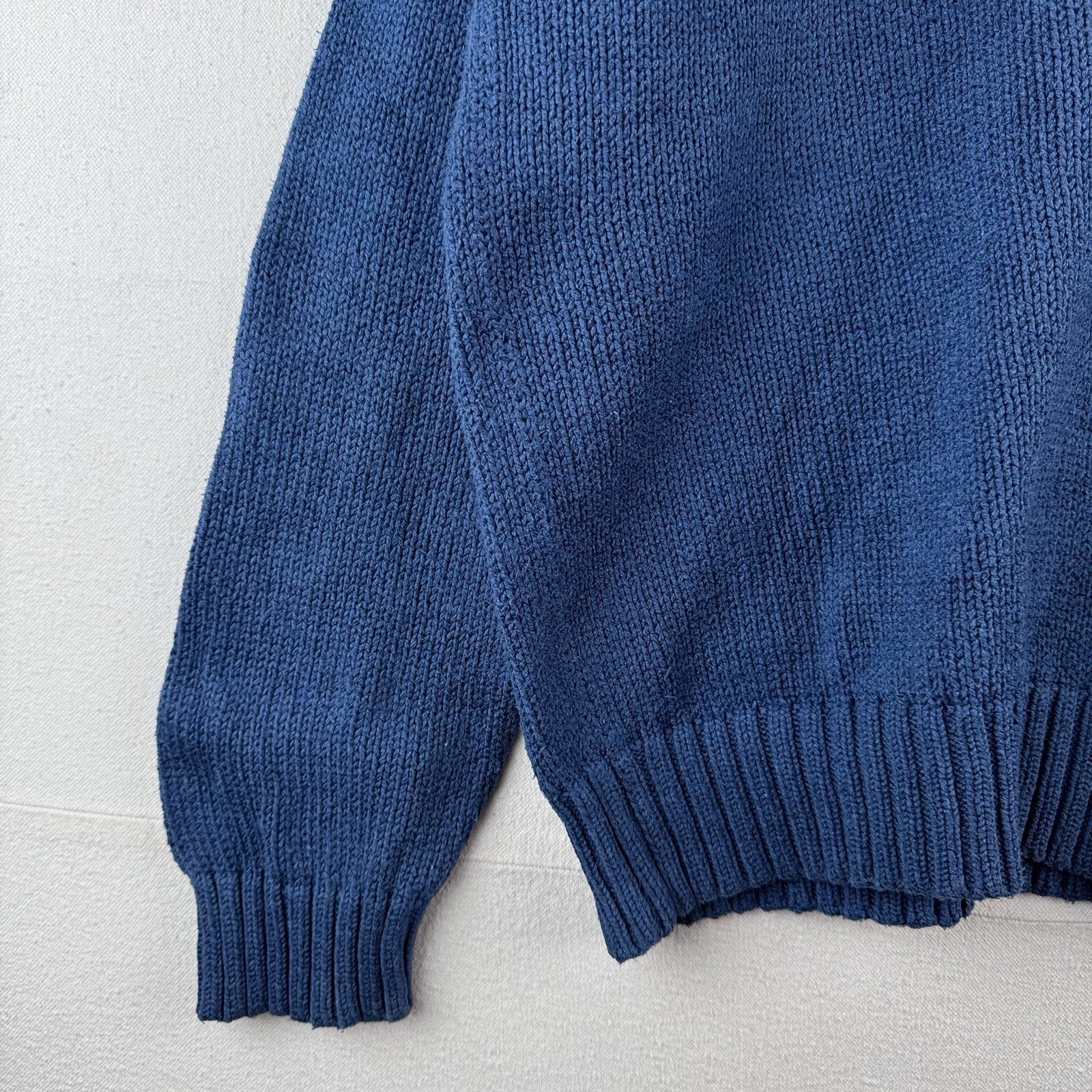 90’s Vintage Polo Ralph Lauren Sweater Men XL Blue Chunky Knit Crew Yellow Pony