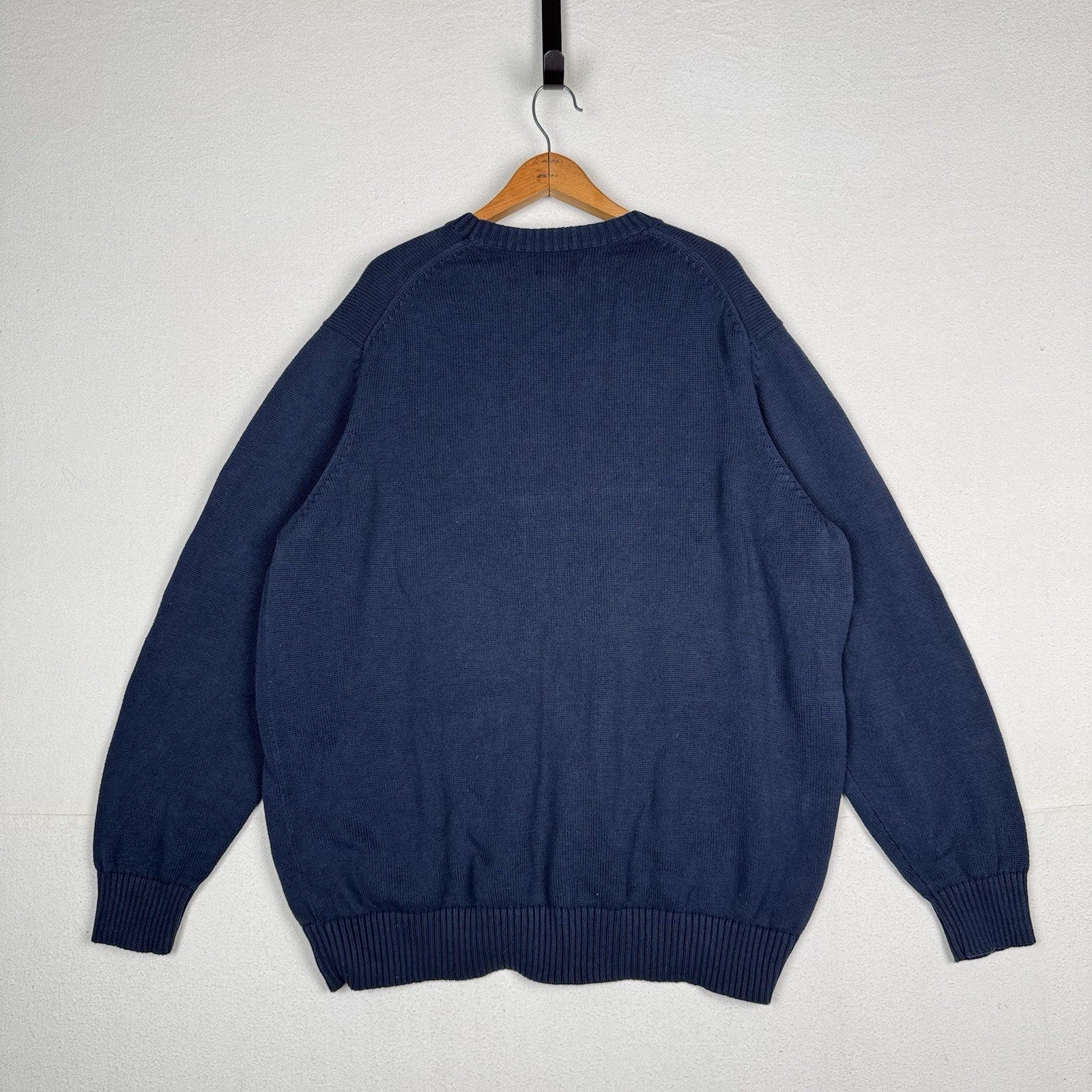 Lands' End Drifter Pullover Crewneck Sweater Navy Blue Cotton 3XLT 54-56 Tall