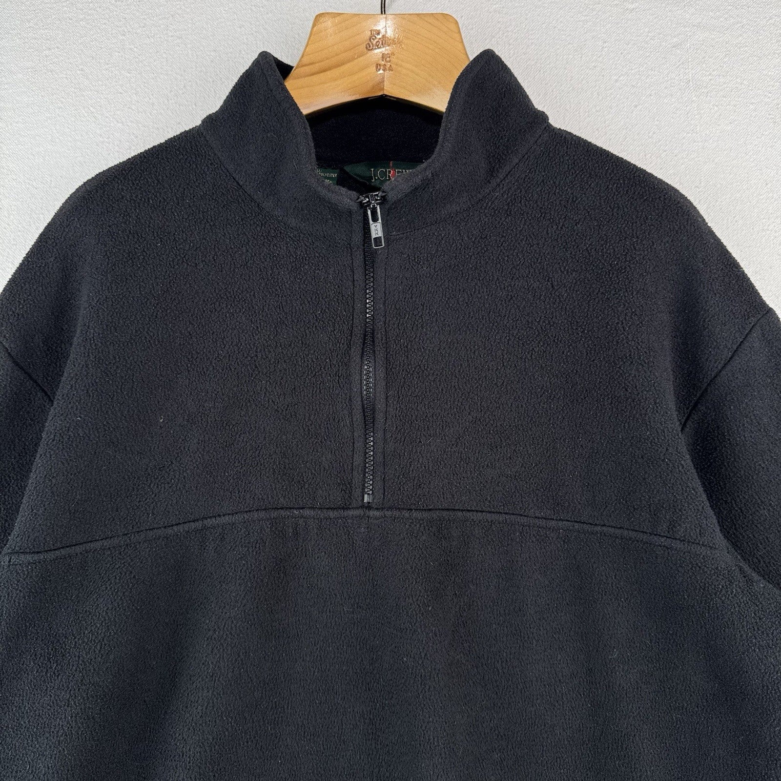90’s Vtg J. Crew Oarsman Black Fleece Pullover 1/4 Zip Men’s Large Made in USA