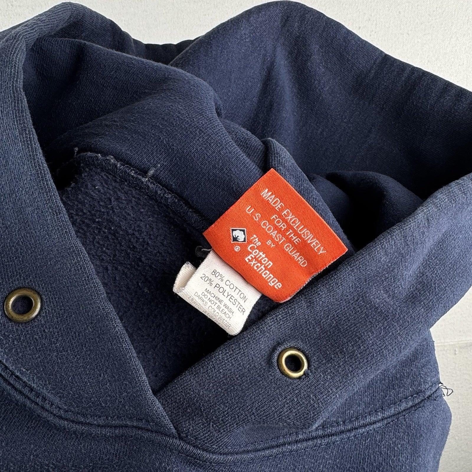 90s Vtg Coast Guard Reverse Weave Hoodie Sweatshirt Cotton Exchange Made USA - M