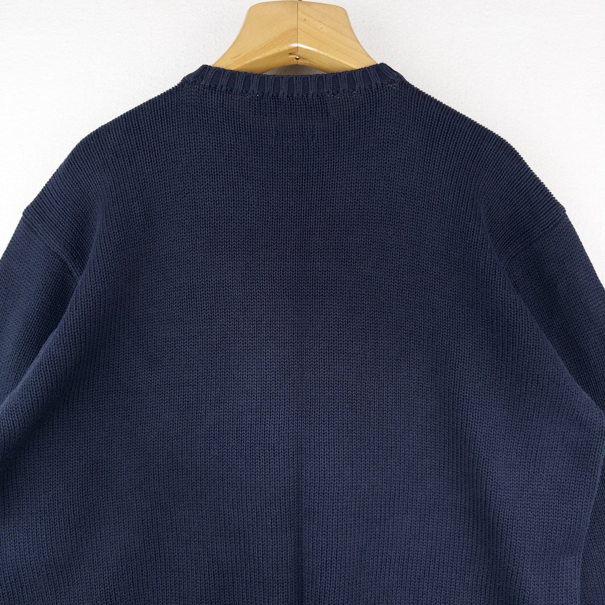 90's Vintage Polo Ralph Lauren Sweater Men's L Navy Blue Knit Crewneck Red Pony