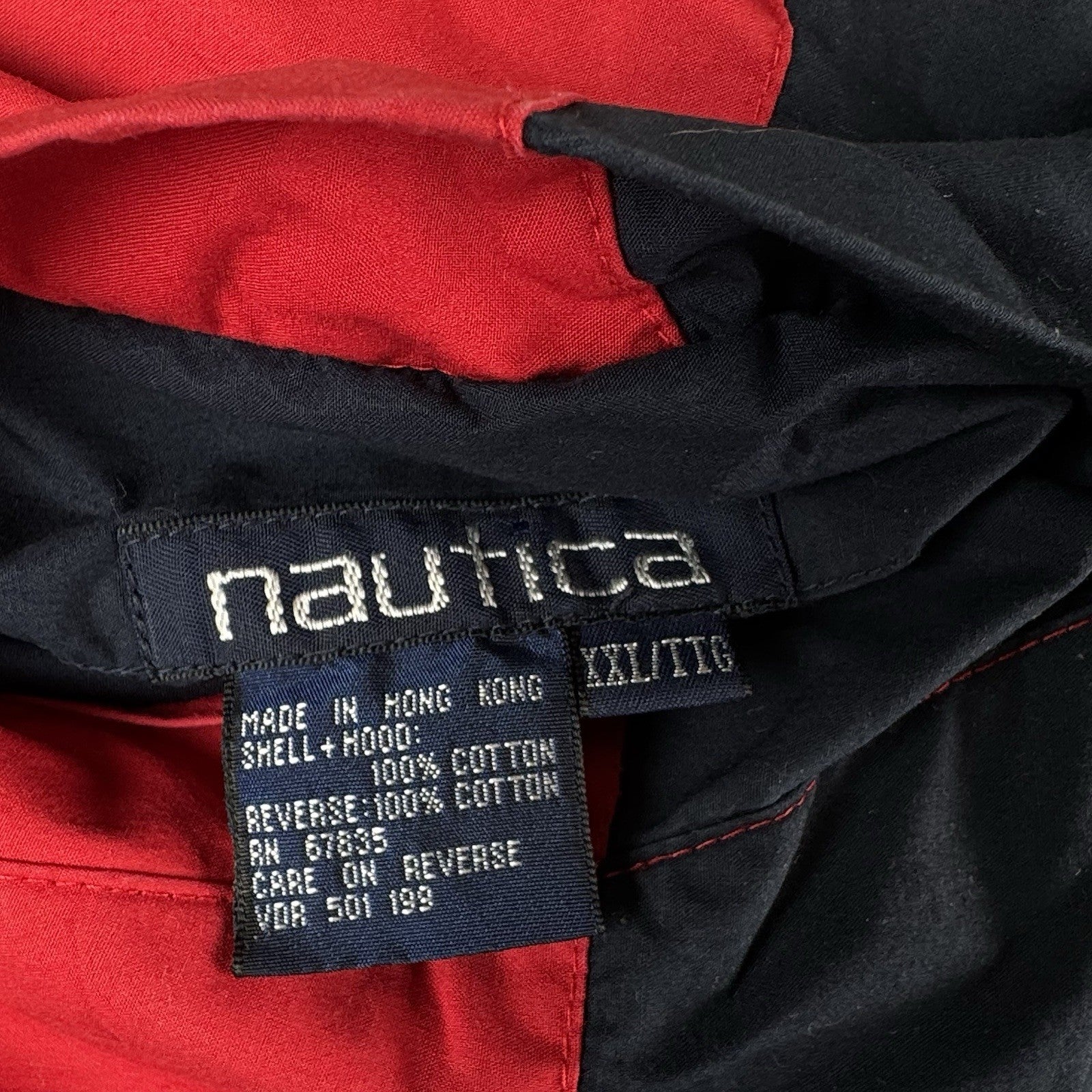 Vintage 90s Nautica Mens L Red Blue Stripe Reversible Sailing Windbreaker Jacket
