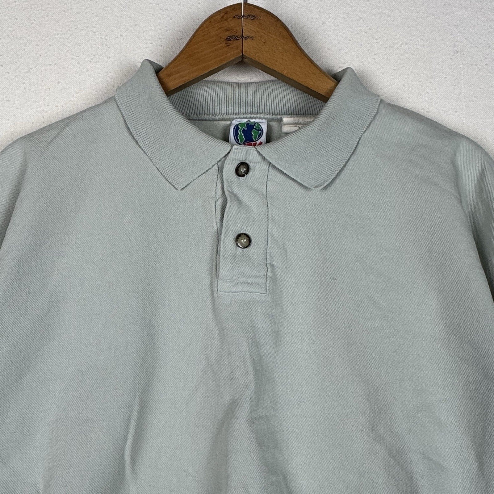 Vintage Wek The World Denim Shirt Size Green X-Small L/S Retro Distressed USA