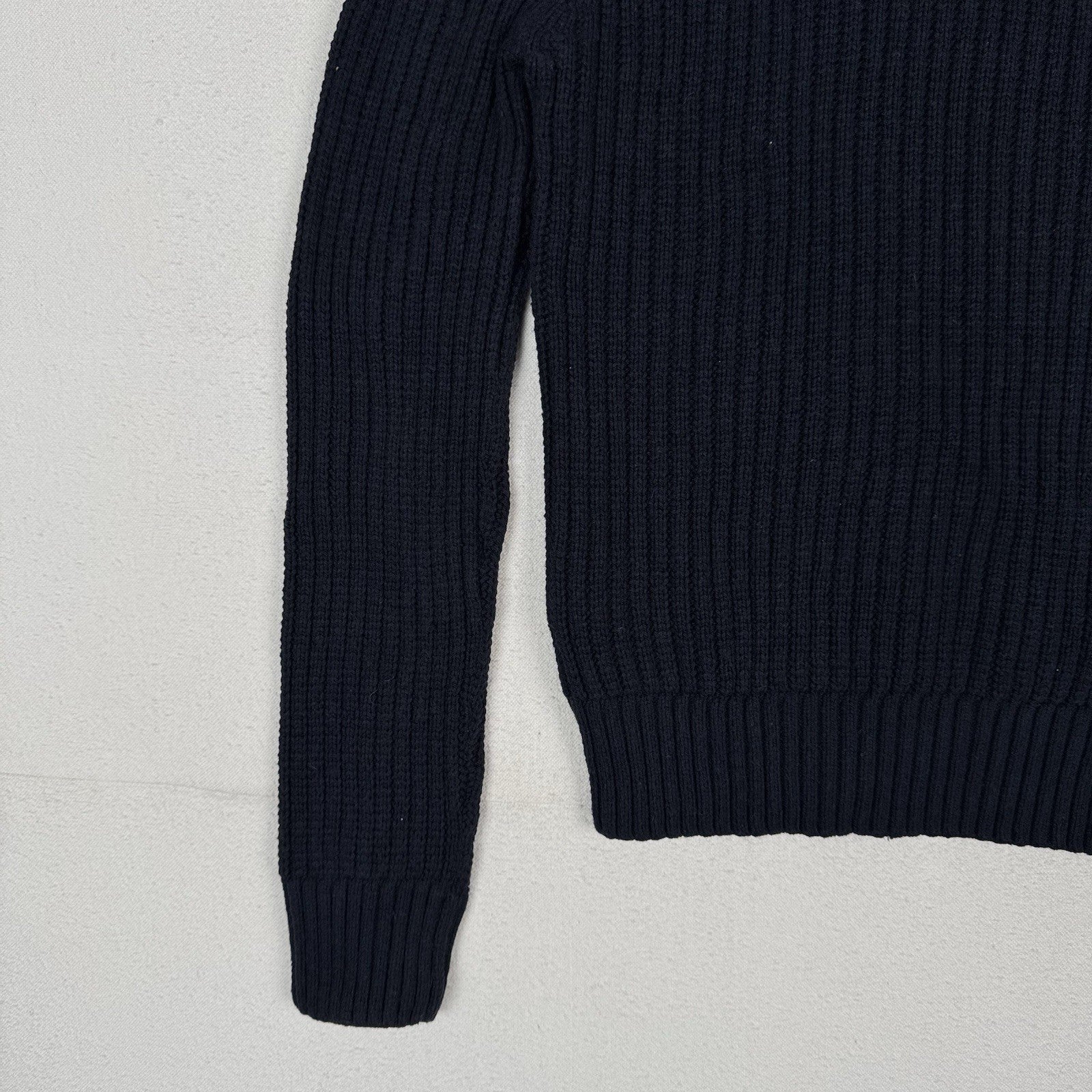 Abercrombie & Fitch Mens L Navy Shawl Collar Wool Blend Knit Sweater Pullover