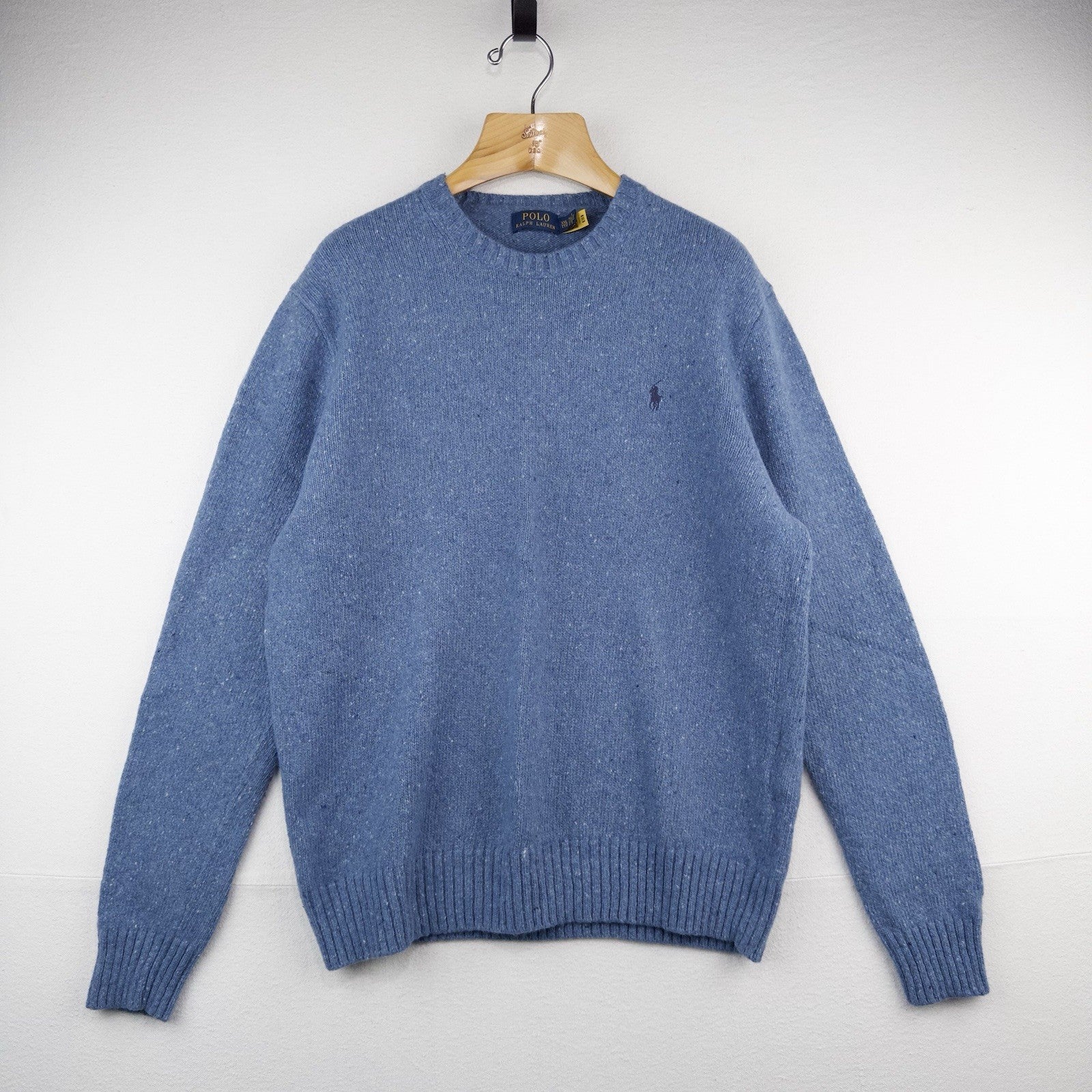 Polo Ralph Lauren Men’s Large Blue Speckled Wool Blend Crew Neck Sweater
