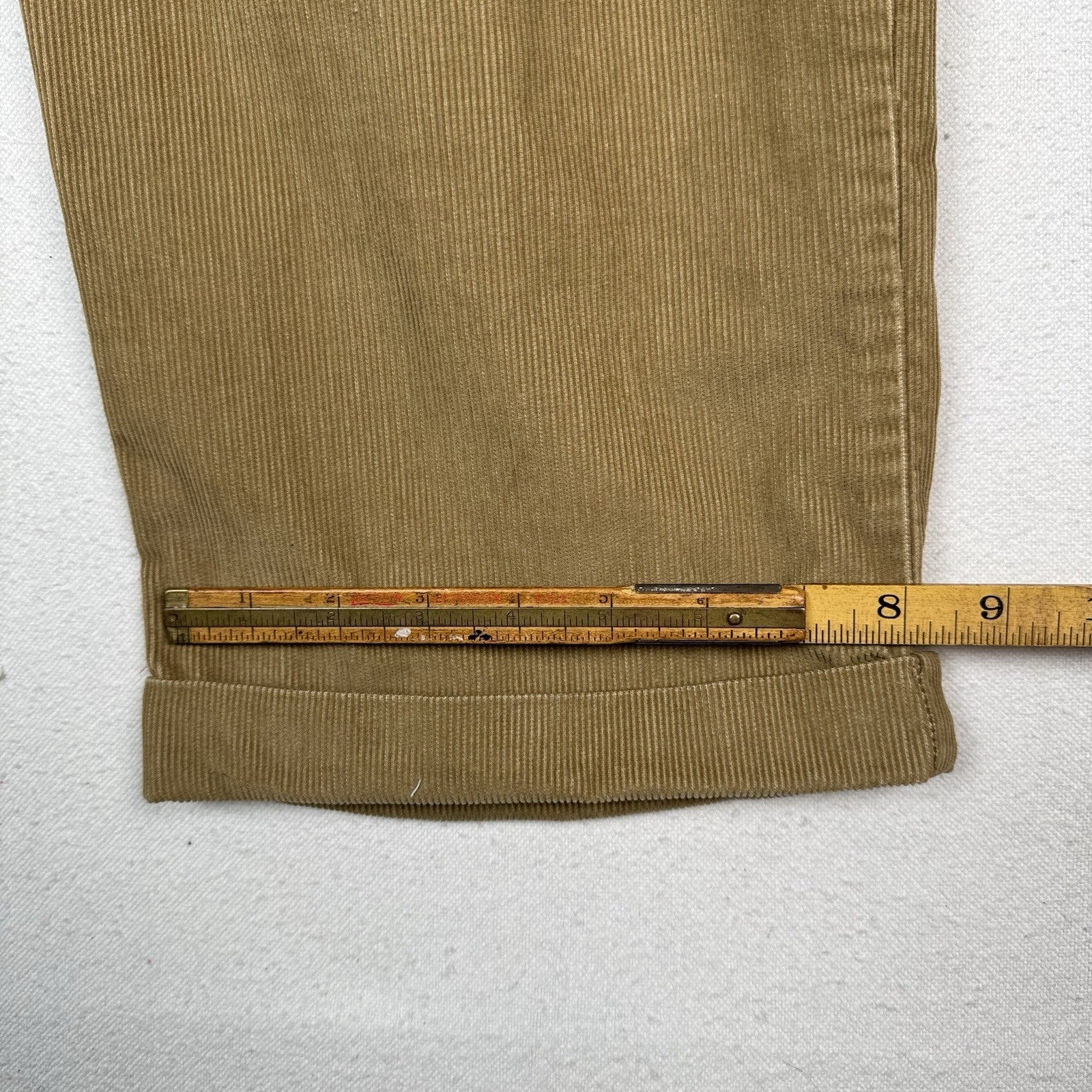 Vtg Lands' End Men’s Corduroy Fine Wale Pleated Front Cuffed Pants Khaki  38X30