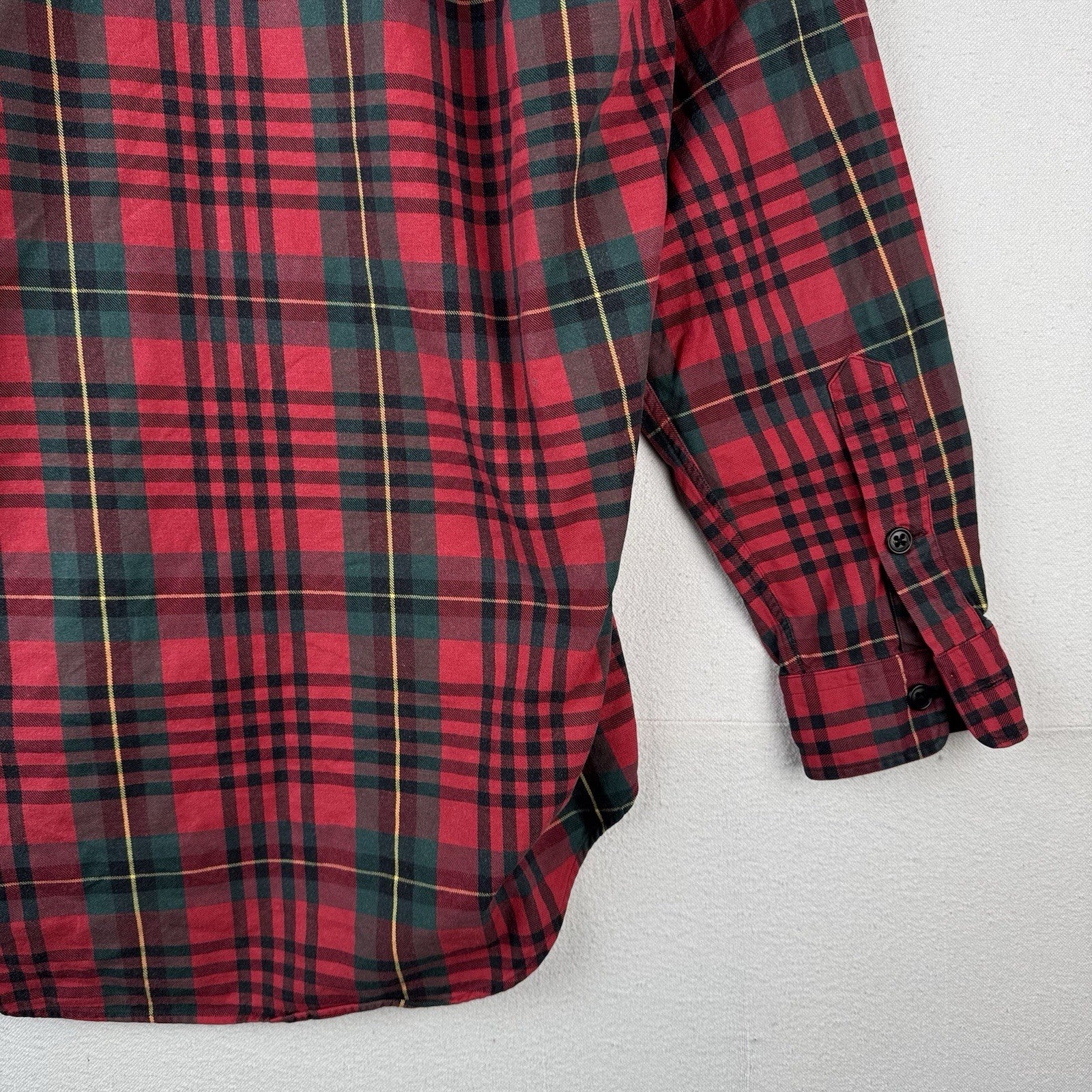 90’s Vtg Polo Ralph Lauren Tartan Plaid Wool Blend Flannel Shirt Men's M Red