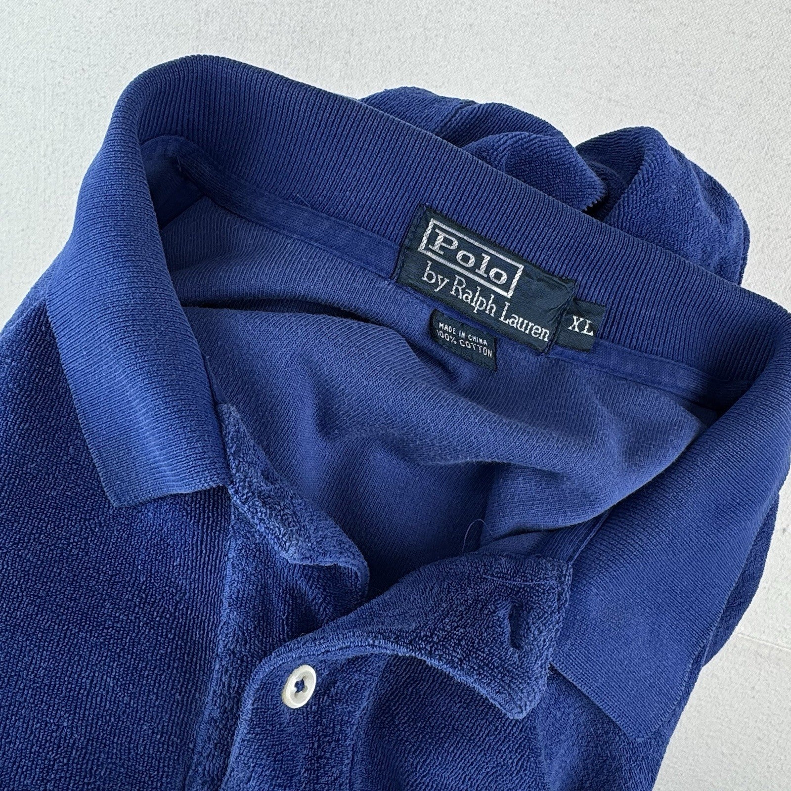 90’s Vtg Polo Ralph Lauren Terry Cloth Shirt Mens XL Blue Pool Resort Cabana