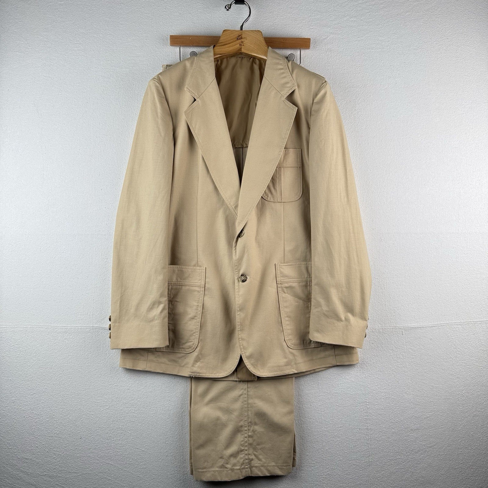 70's Vintage Separate By Lee Khaki Safari Suit Jacket 40 Pants 32x27 Made In USA