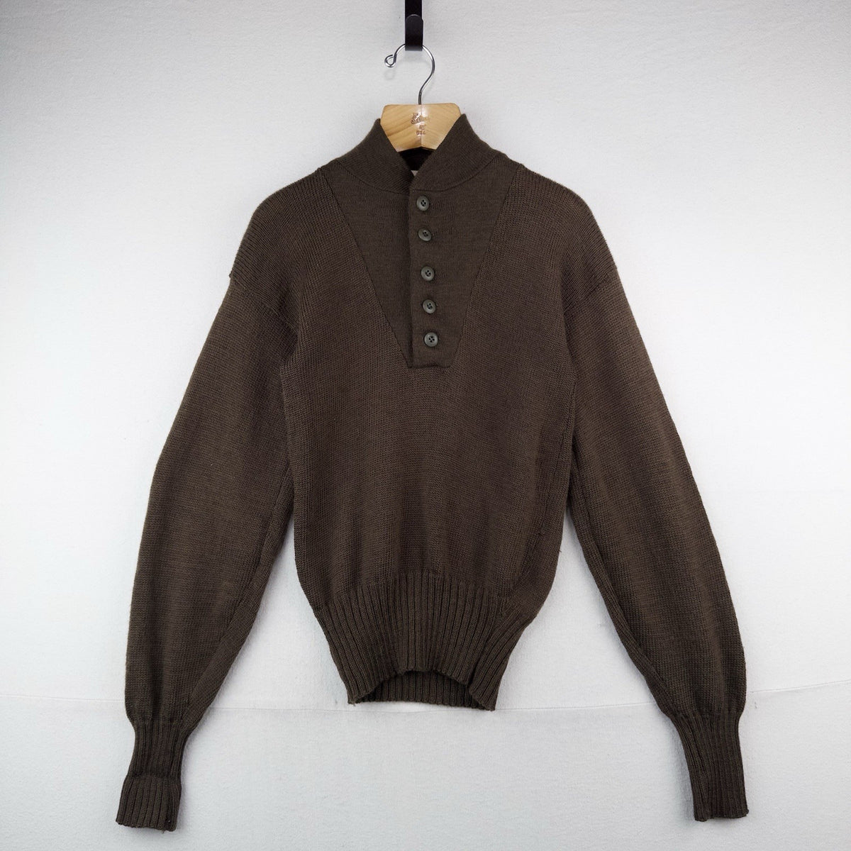 80’s Vtg US Army Military Wool Sweater OD 3721 Men’s M (38-40) Brown Long Sleeve