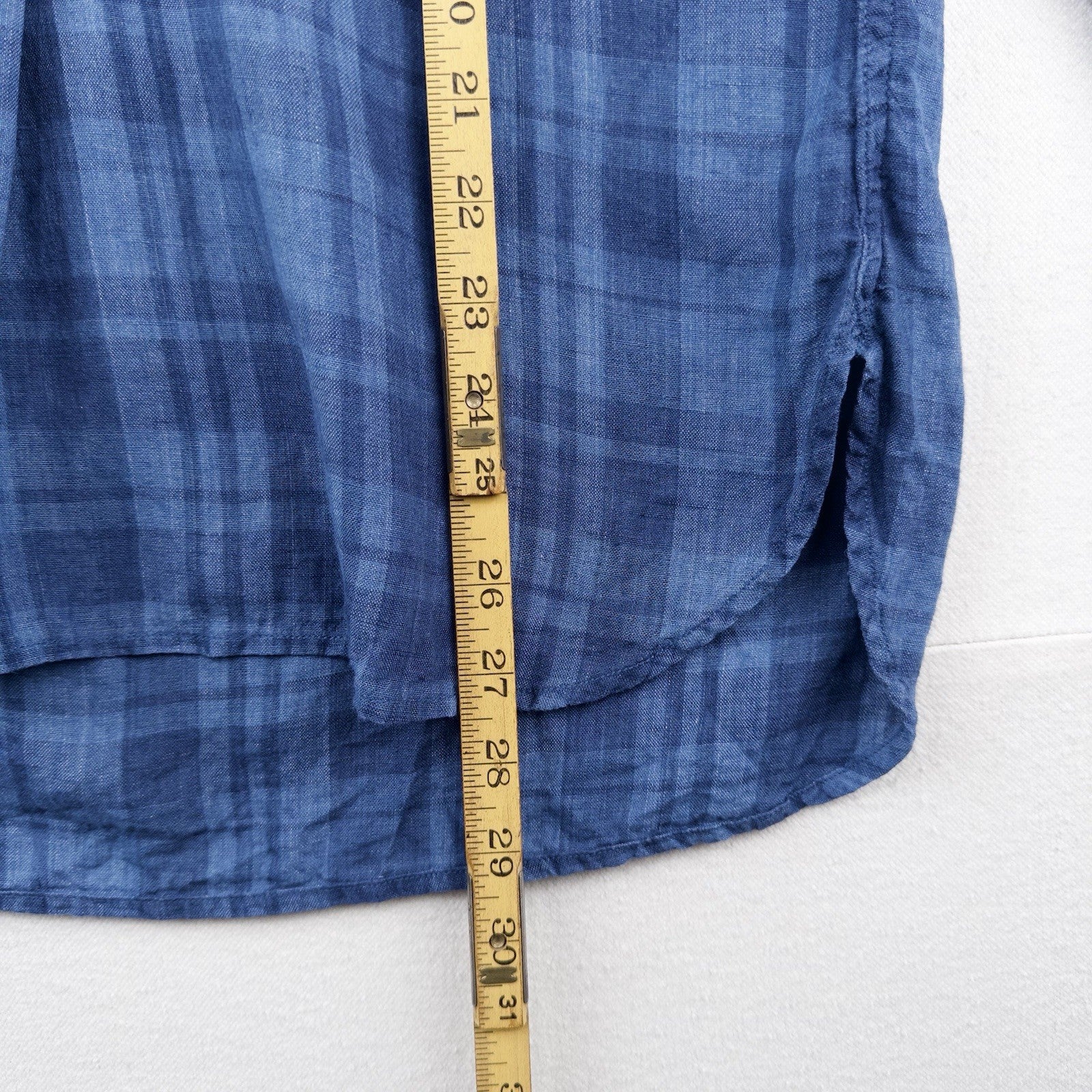 Lauren Ralph Lauren Women's Small Linen Blue Plaid Popover Shirt