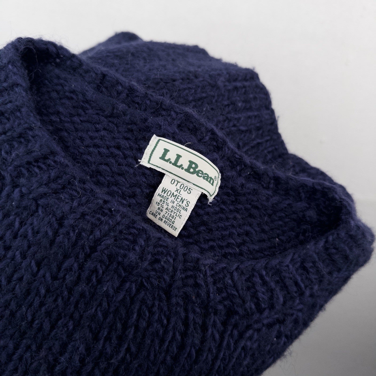90’s Vtg LL Bean Wool Sweater Chunky Blue Knit Classic Minimalist Women’s XL