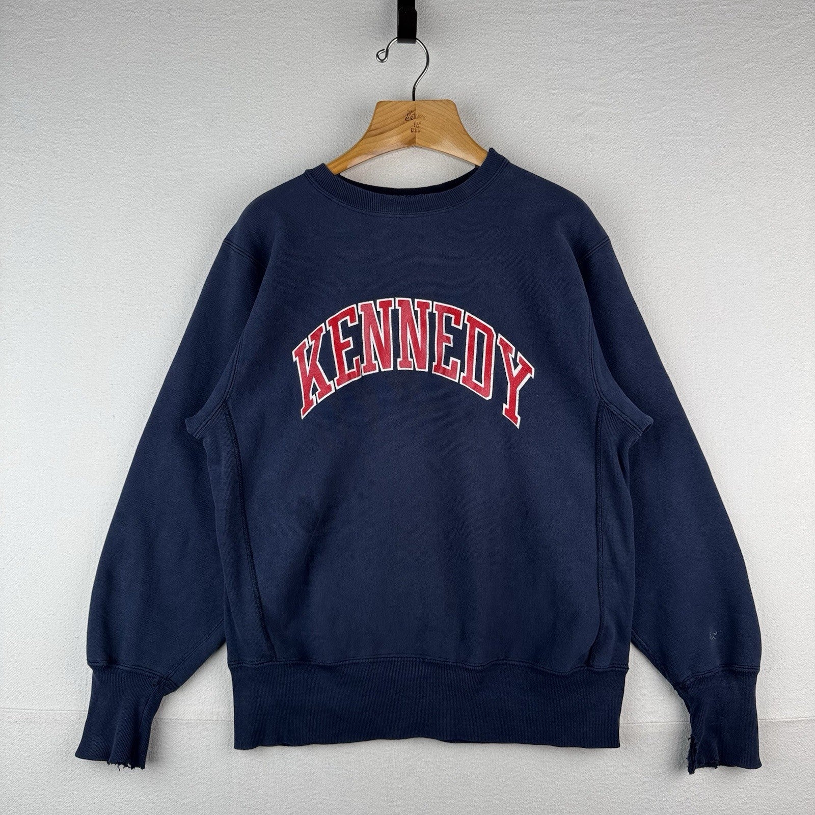 80's Vtg Champion Reverse Weave "Kennedy" Men's L Sweatshirt Crew Neck USA *Read