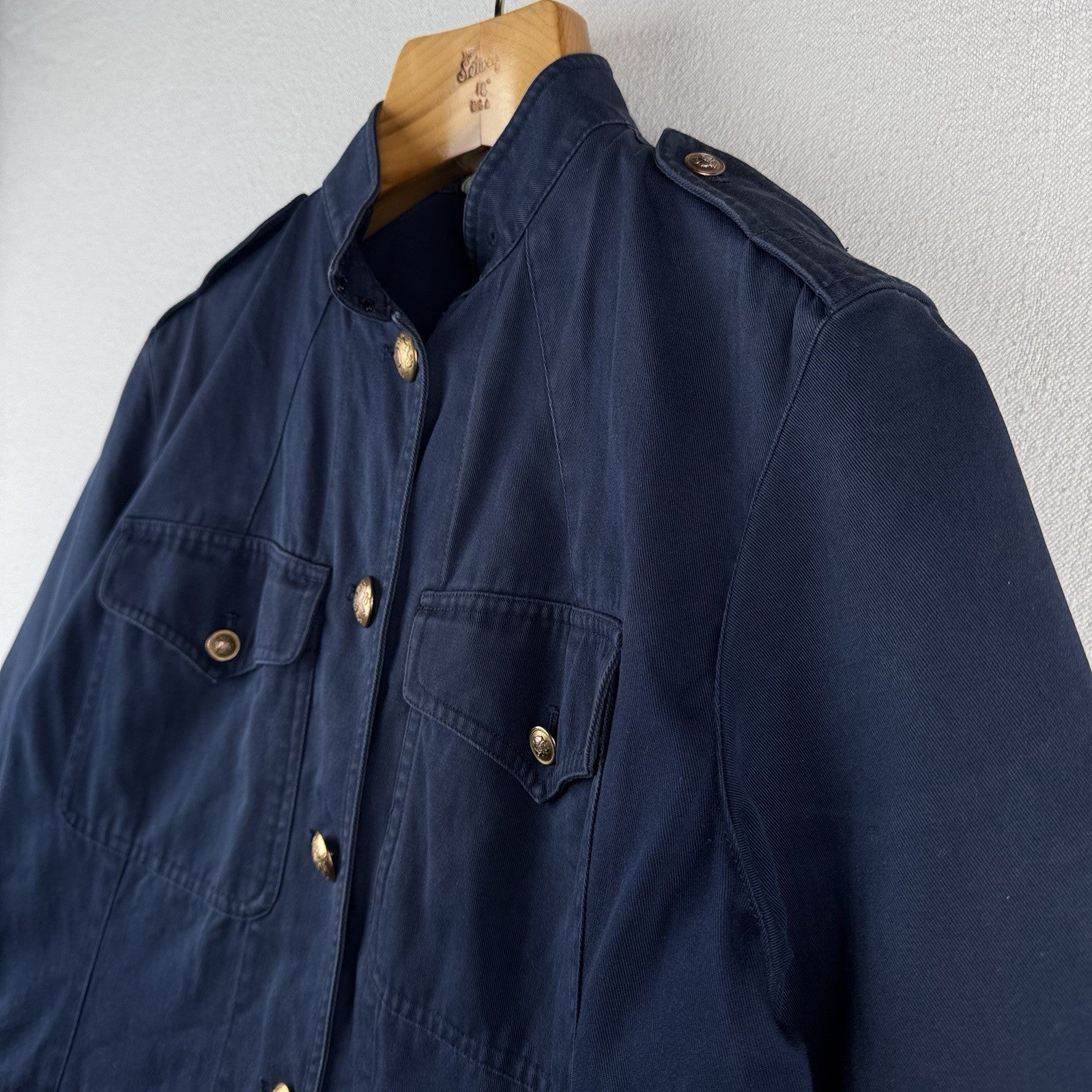 Lauren Ralph Lauren Military Field Jacket Blue Gold Buttons Women's 12 *Read