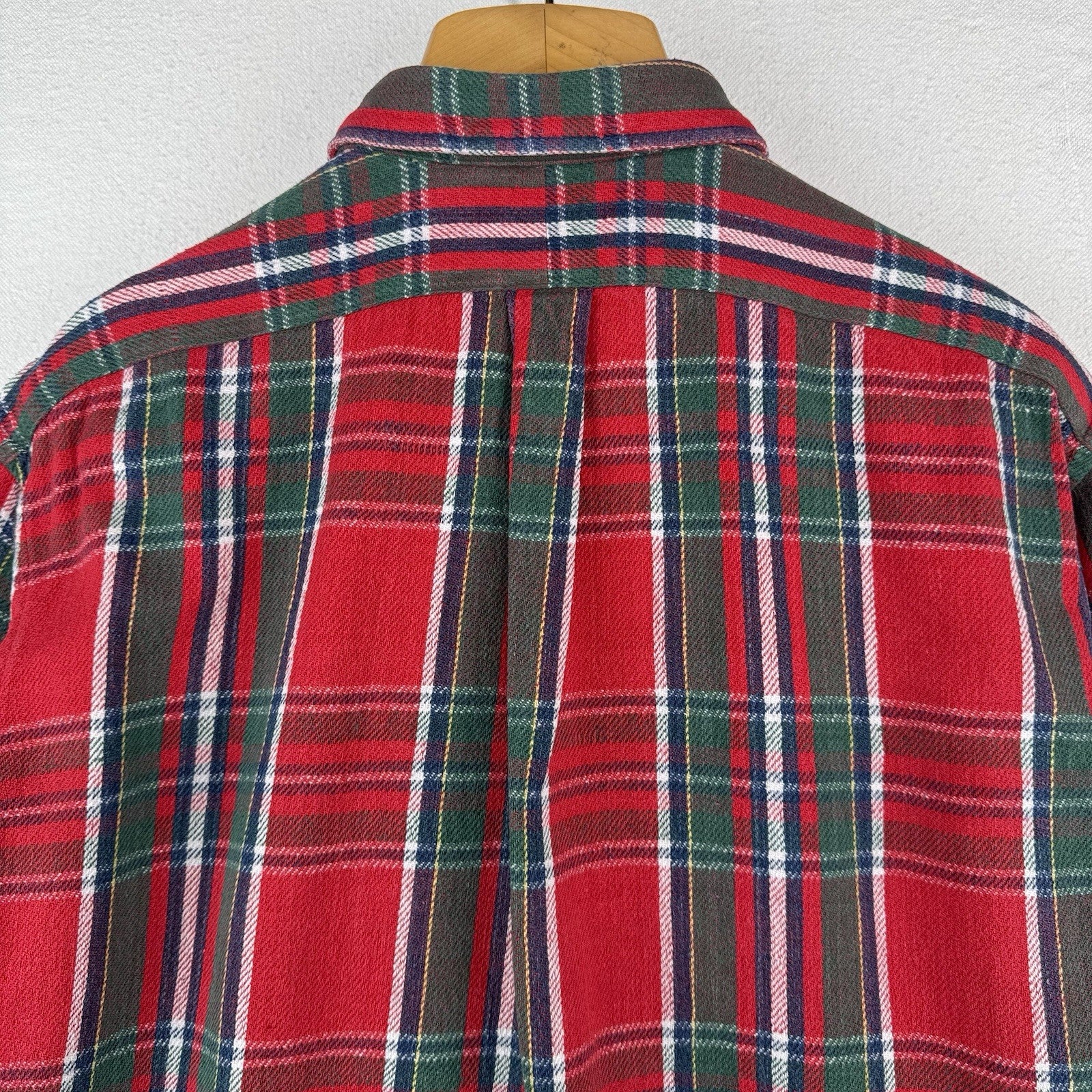 Vtg Polo Ralph Lauren Lowell Sport Red Green Button Up Heavy Flannel Shirt Large