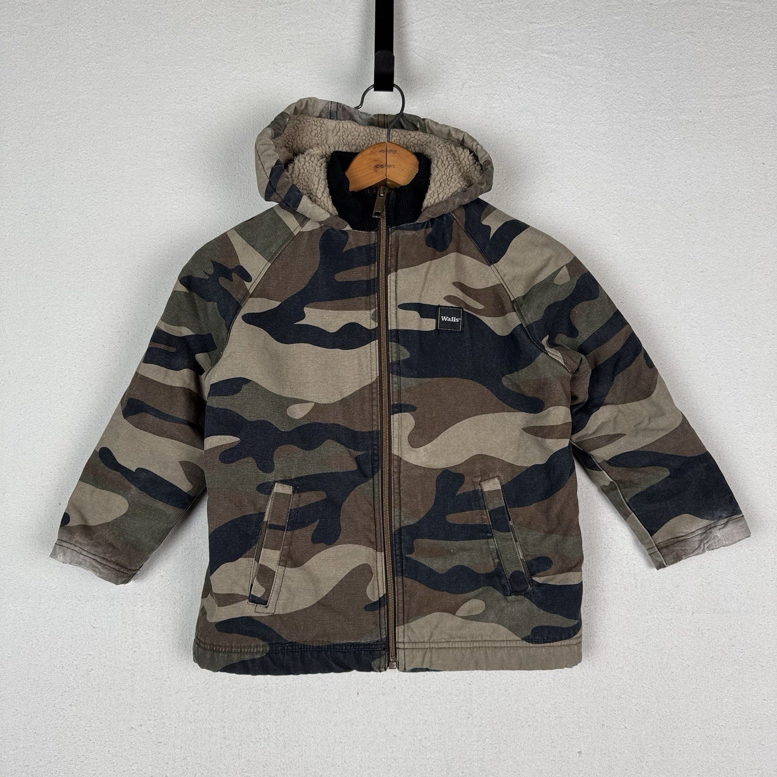 Walls Tough Wear Boys 6/7 Camouflage Sherpa Lined Grow Hunting Camp Jacket