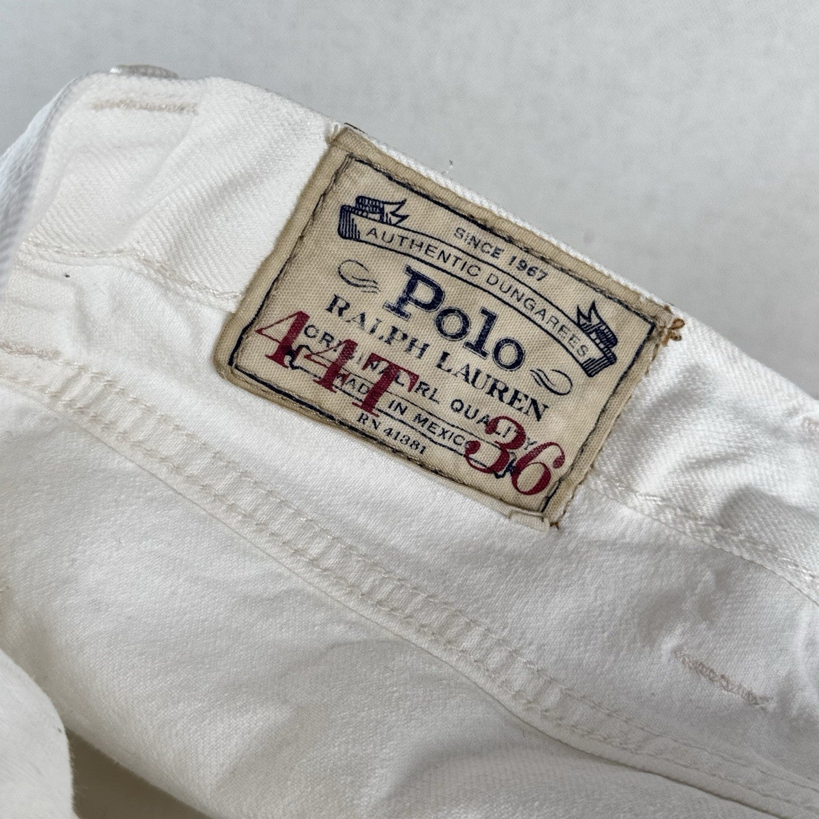 Polo Ralph Lauren Hampton Relaxed Straight 44Tx36 Tall White Denim Jeans