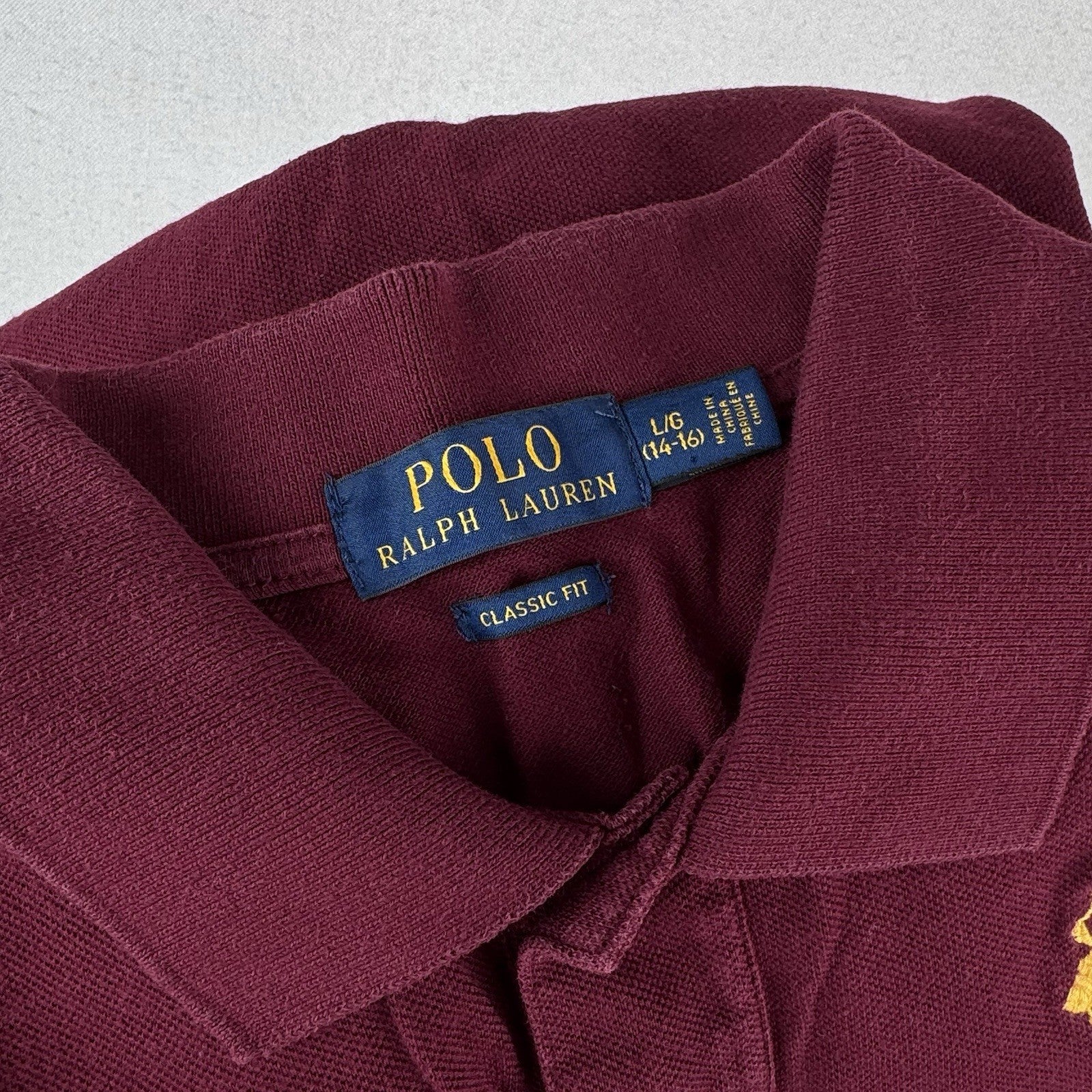 Polo Ralph Lauren Boy’s L 14-16 Classic Fit Big Pony Shirt Maroon #3 *Read