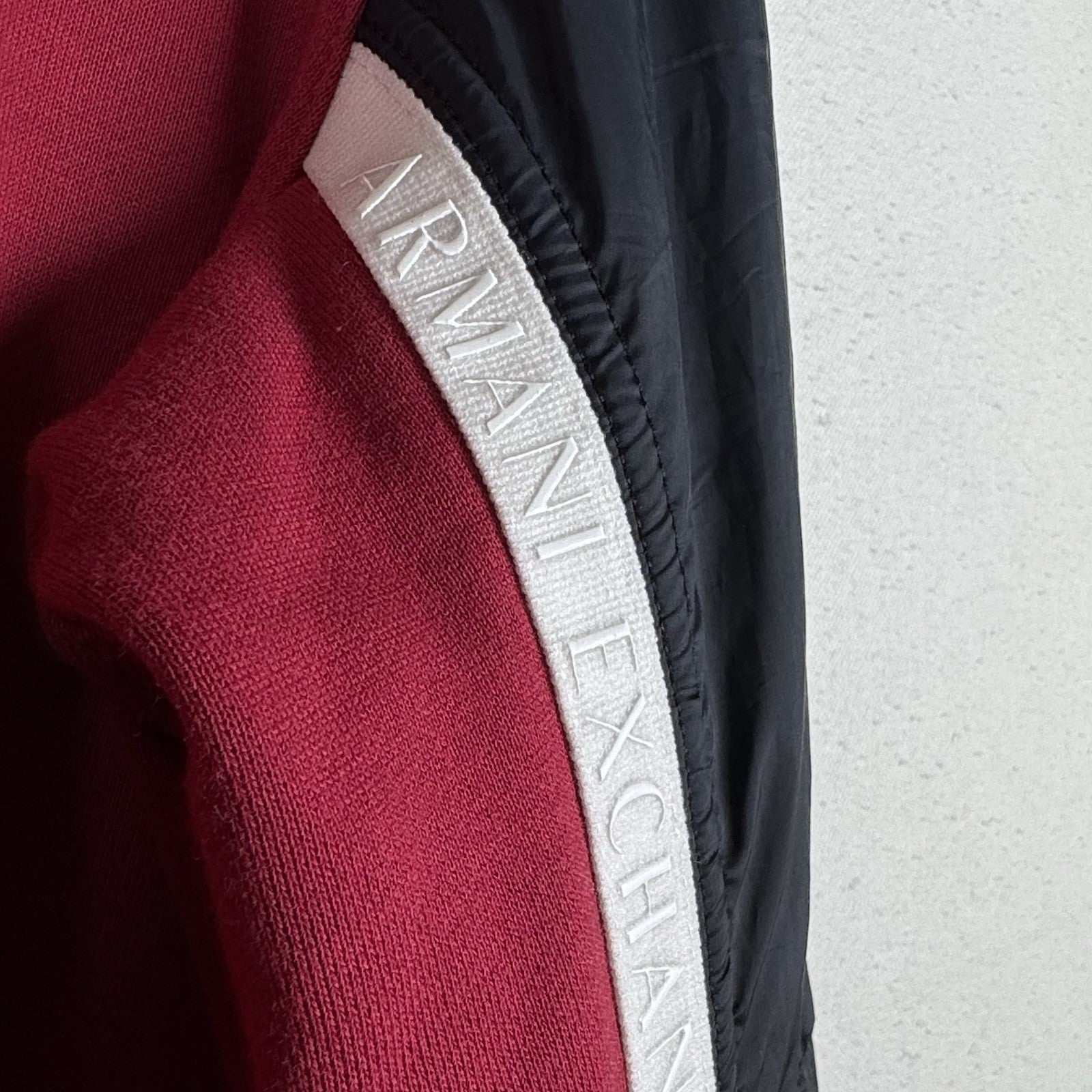 Armani Exchange Maroon Red Black White Bomber Jacket Men’s Large